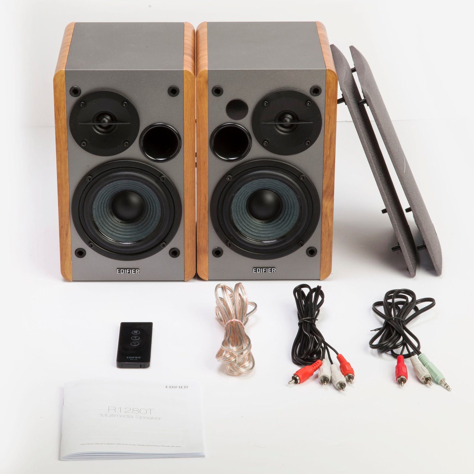R1280T W, Echtholzgehäuse,Fernbedienung Subwoofer) (42 Edifier® Studio Regal-Lautsprecher in Lautsprechersystem braun