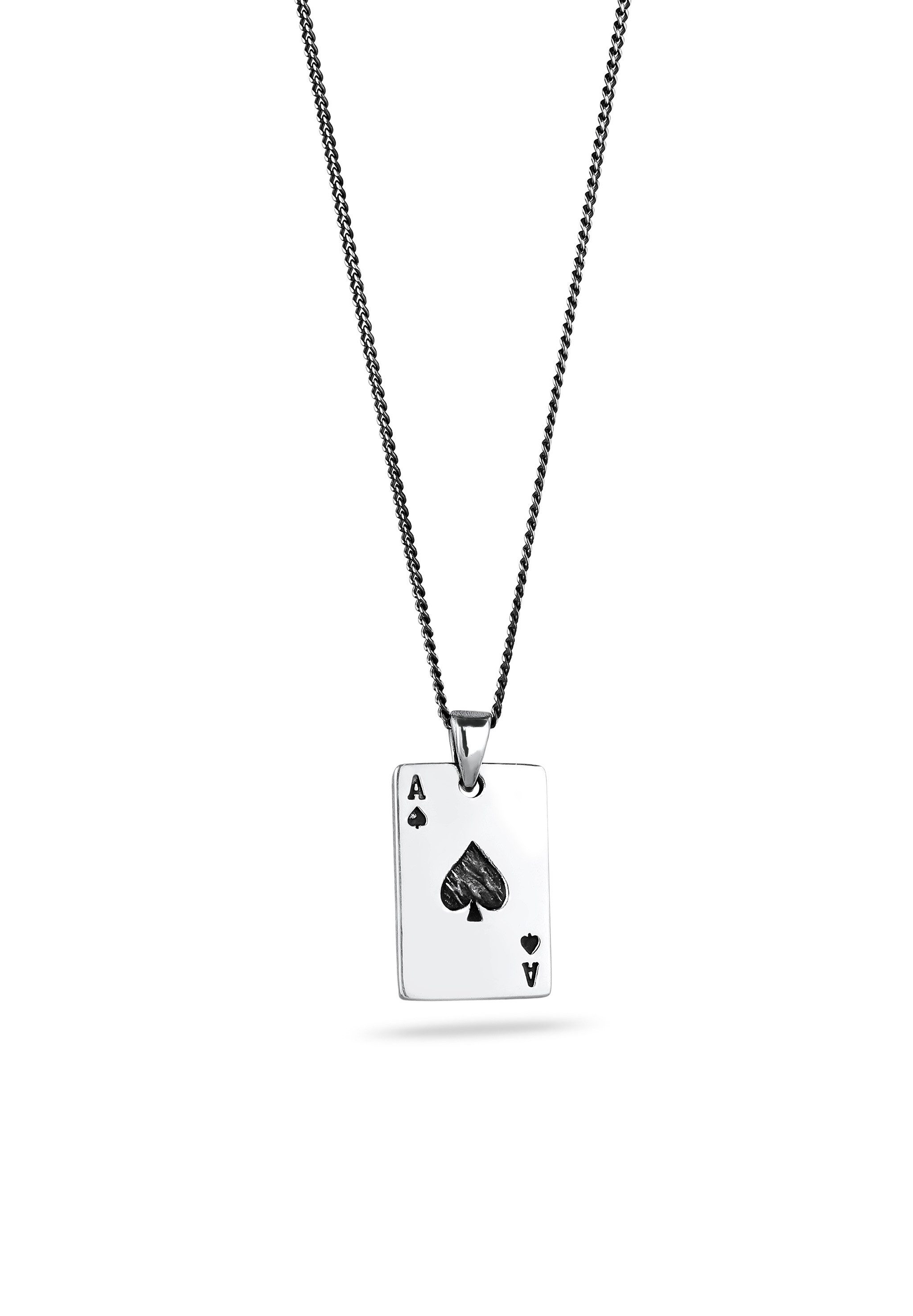 Kette mit Anhänger Anhänger Karte Pik-Ass 925 Sterling Silber