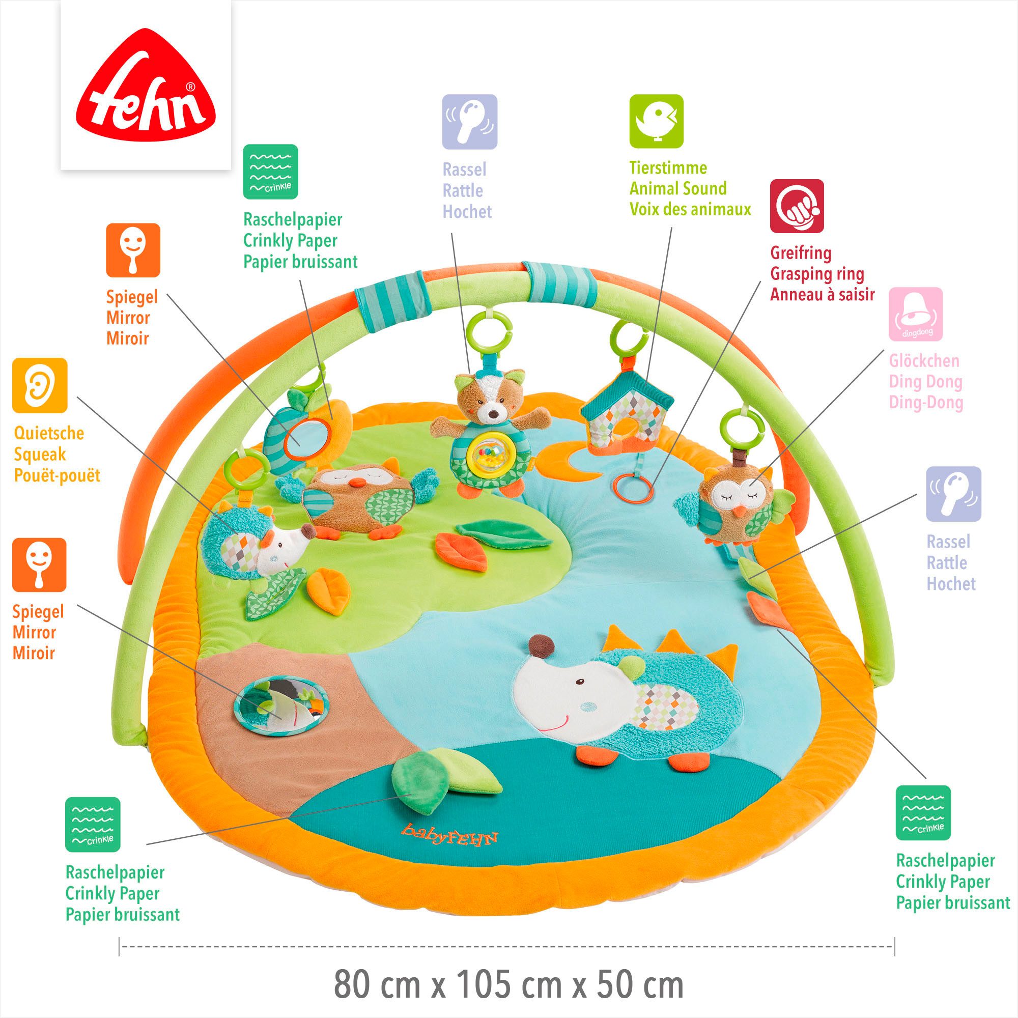 Fehn Spielbogen Sleeping Forest, 3-D-Activity-Decke, mit Krabbeldecke