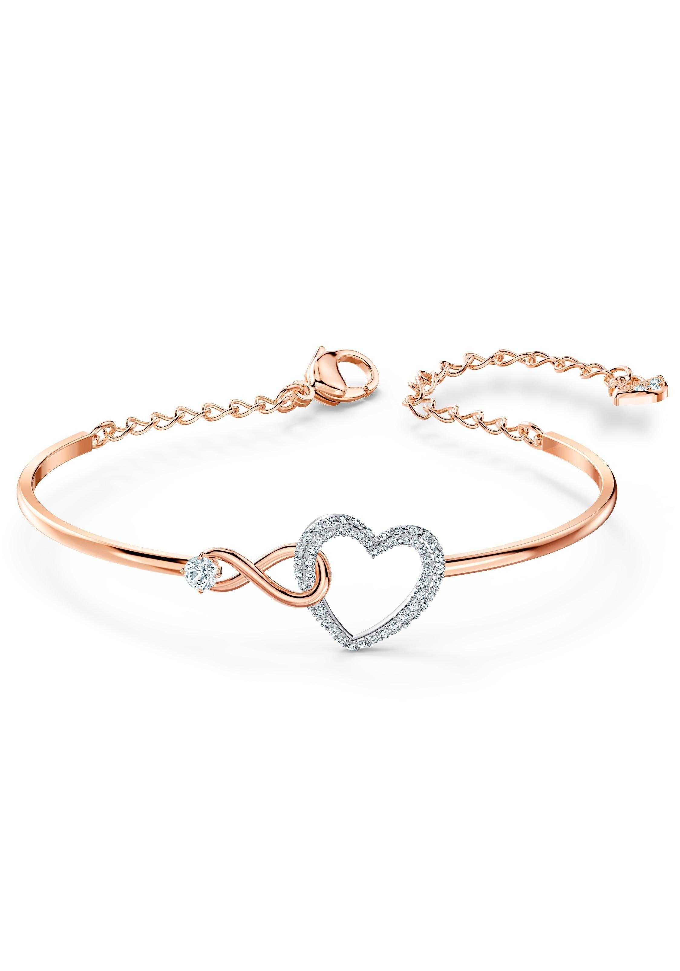 Herz/Unendlichkeitsschleife, Kristallen Metallmix, mit Swarovski 5518869, Infinity Armreif Heart, weiss, Swarovski®