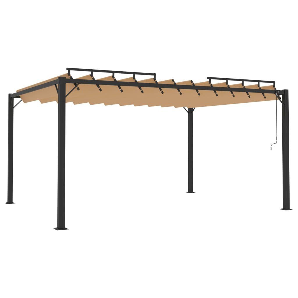 Pavillon Pavillon Gartenzelt mit Lamellendach 3x4 m Taupe Stoff und Aluminium