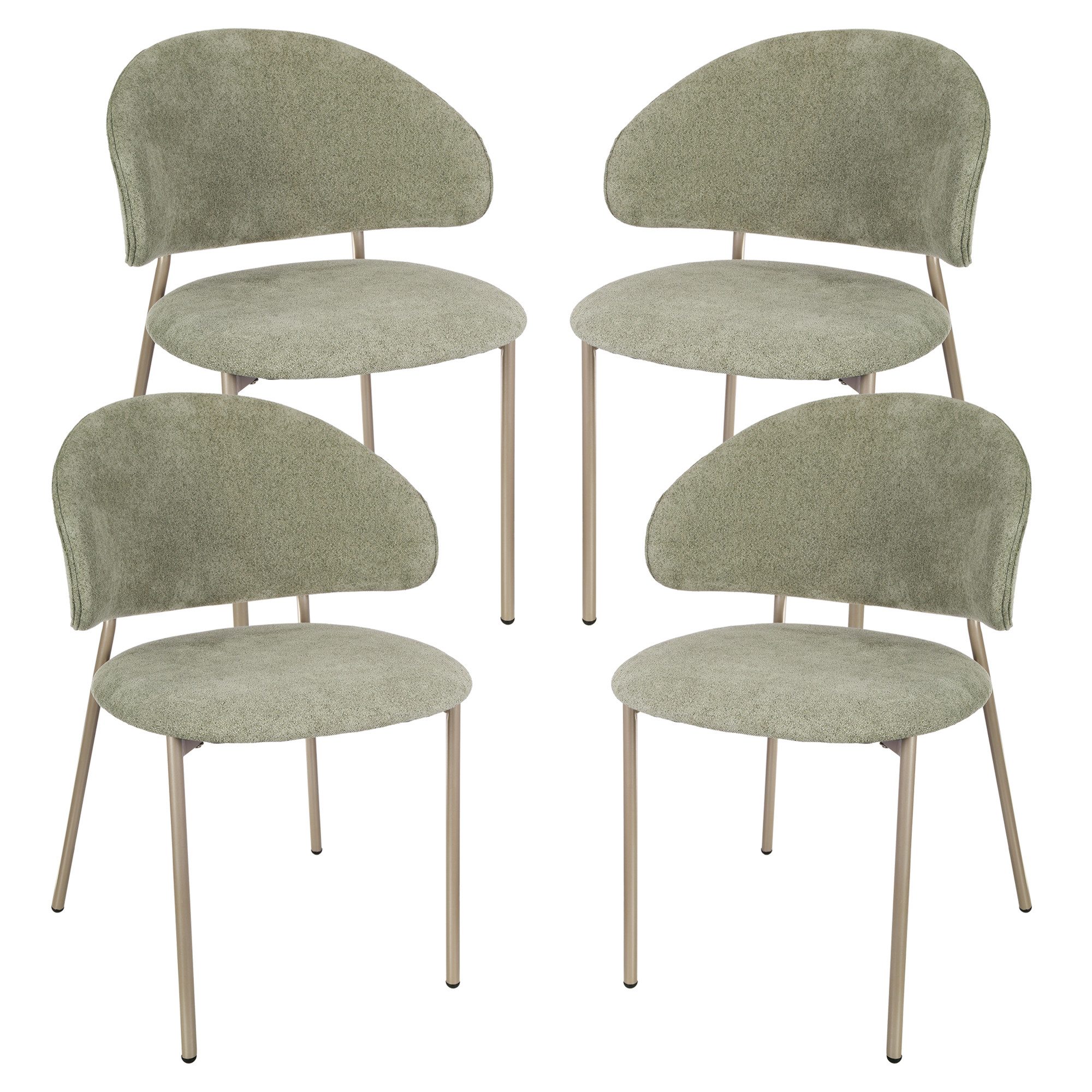 en.casa Esszimmerstuhl (Set, 4 St), »Lipis« mit Metallgestell Textilbezug Grün