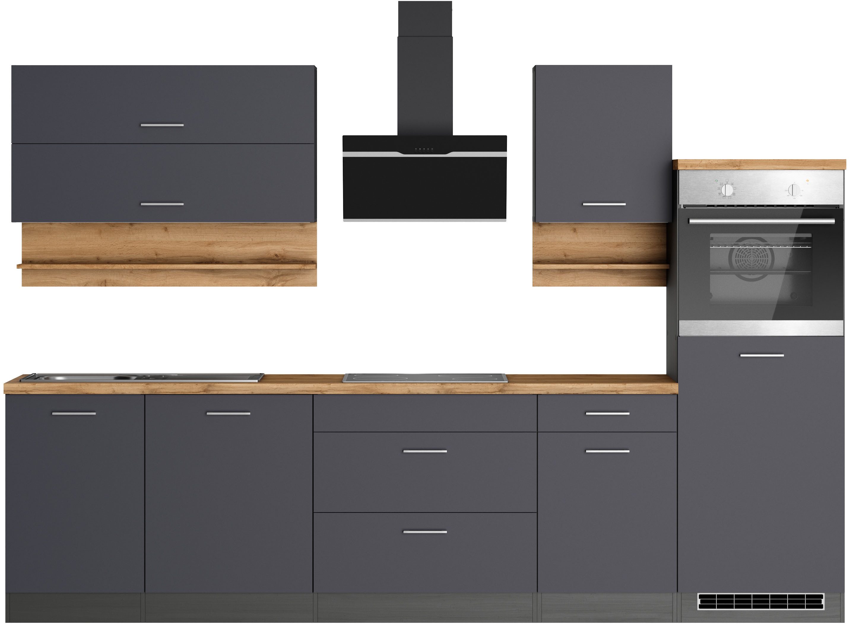 KOCHSTATION Küchenzeile KS-Milan, 300 cm breit, robuste Metallauszüge, viel günstig online kaufen