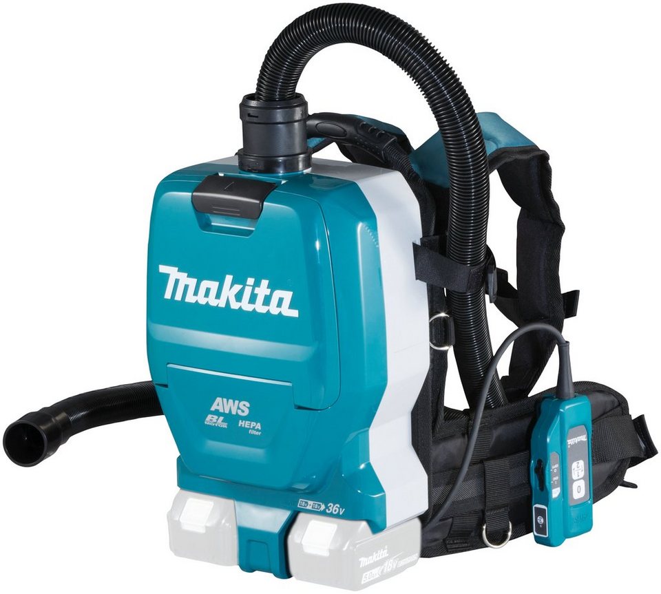 Makita Akku-Bodenstaubsauger DVC265ZXU, mit Beutel, 18 V, Rucksack, ohne  Akku und Ladegerät, Drahtlos mit einer Maschine verbindbar, der Sauger  startet/stoppt automatisch