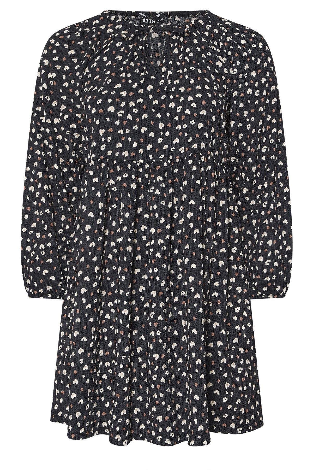 Midikleid Minikleid aus Crinkle-Stoff mit V-Ausschnitt und langen Ärmeln in Über