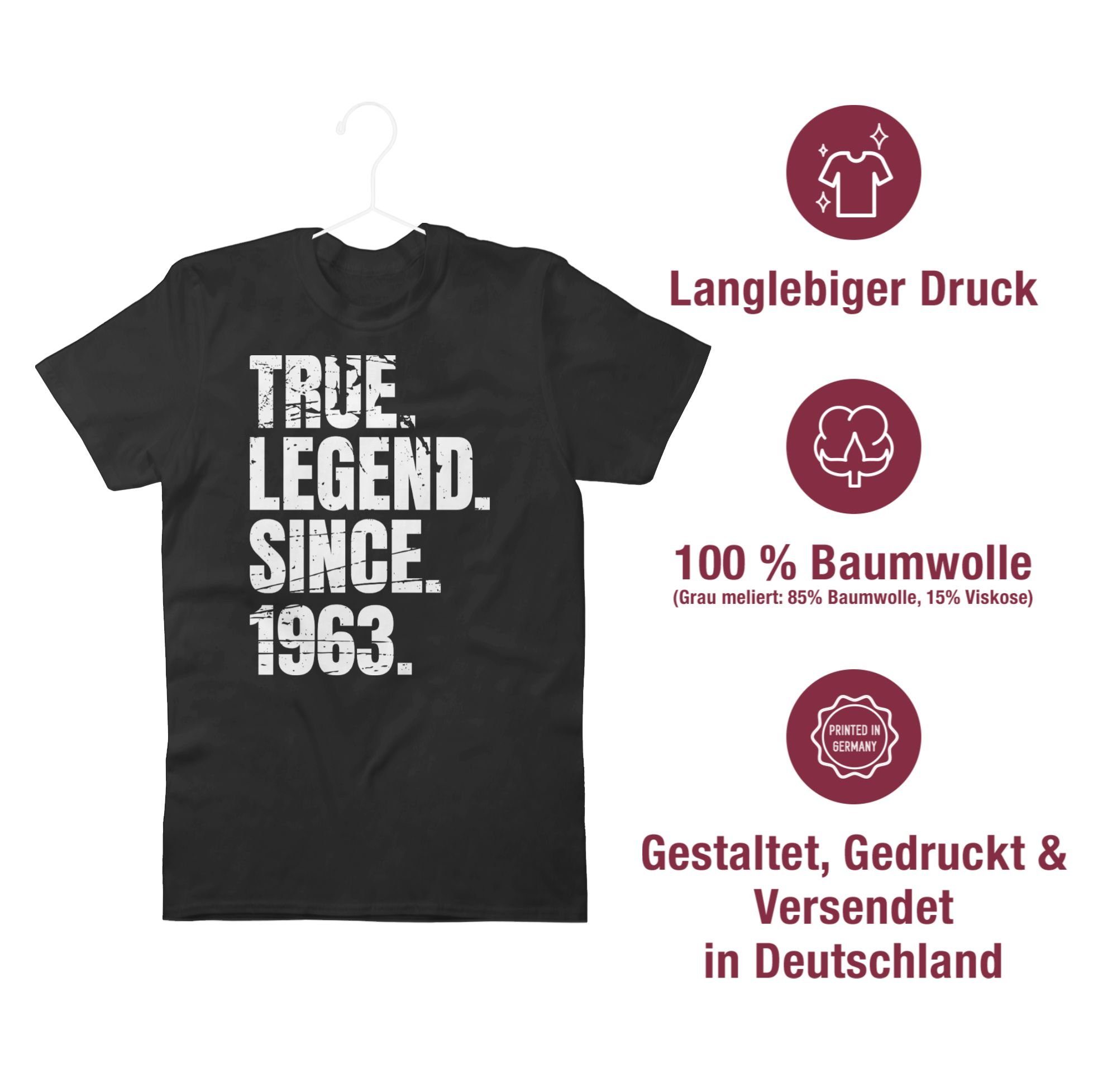 T-Shirt Schwarz Geburtstag 1963 since 01 60. Shirtracer True Vintage Legend