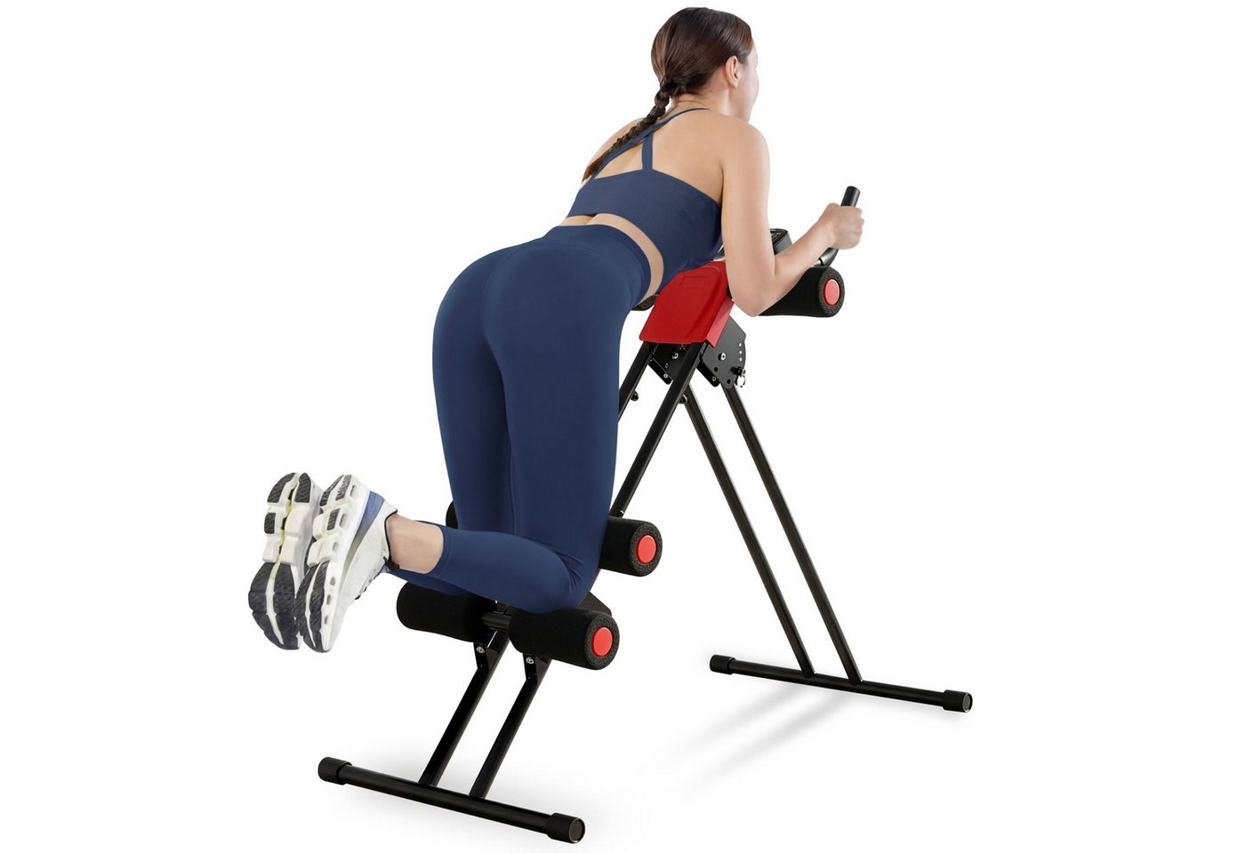 tectake Bauchtrainer Sit-up-Trainer inklusive Trainingscomputer, 5-fach verstellbar (Bauchmuskelgerät, in schwarz/rot), Gepolstert, klappbar und mit rutschfestem Stand ausgestattet