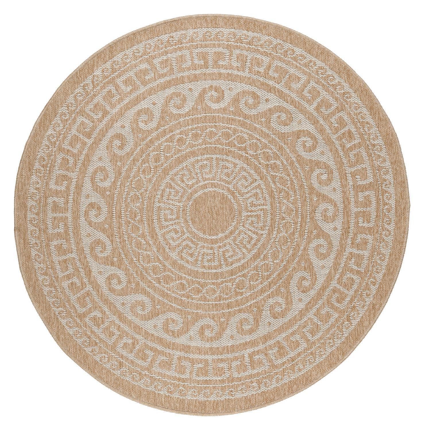 SchönesWohnen24 Outdoorteppich COMILLA Beige Rund
