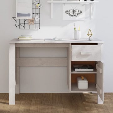 furnicato Schreibtisch HAMAR Weiß 113x50x75 cm Massivholz Kiefer