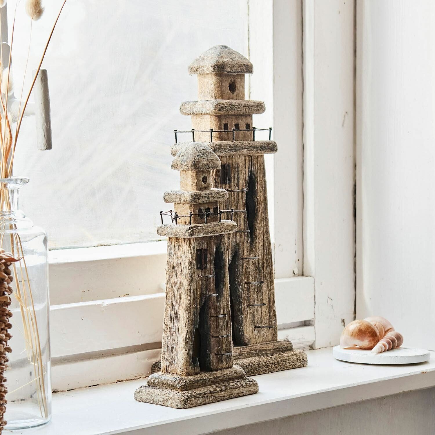 Mirabeau Dekoobjekt Deko-Leuchtturm 2er Set Bourgneuf braun/schwarz günstig online kaufen