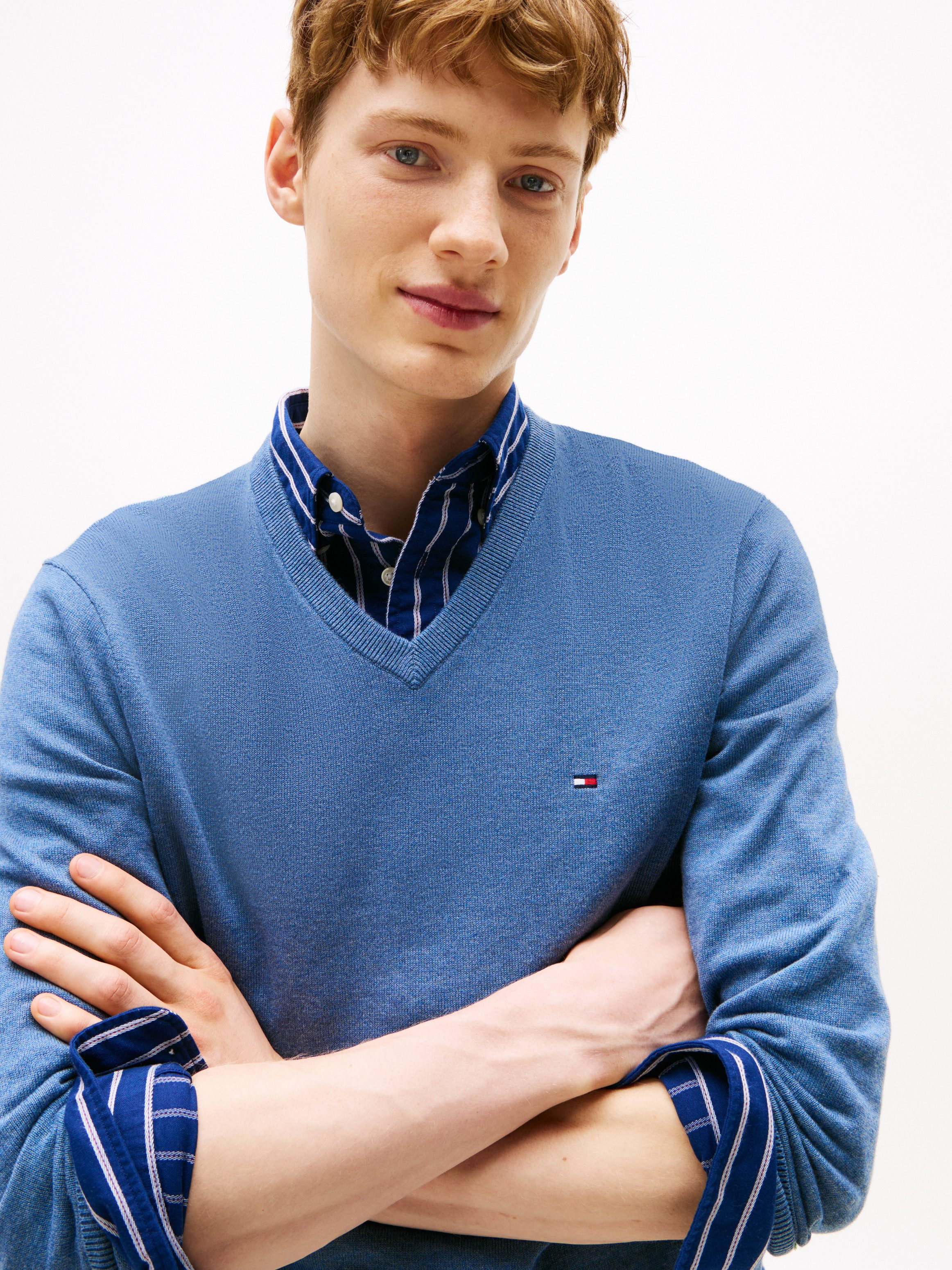 Tommy Hilfiger Strickpullover ESSENTIAL COTTON V NECK mit V-Ausschnitt und günstig online kaufen