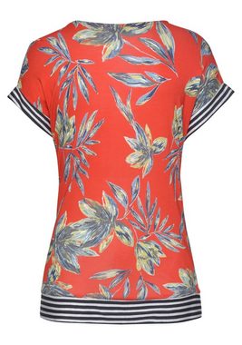 LASCANA Strandshirt mit Blumenmuster und Schleifendetail, Kurzarmshirt, Blusenshirt