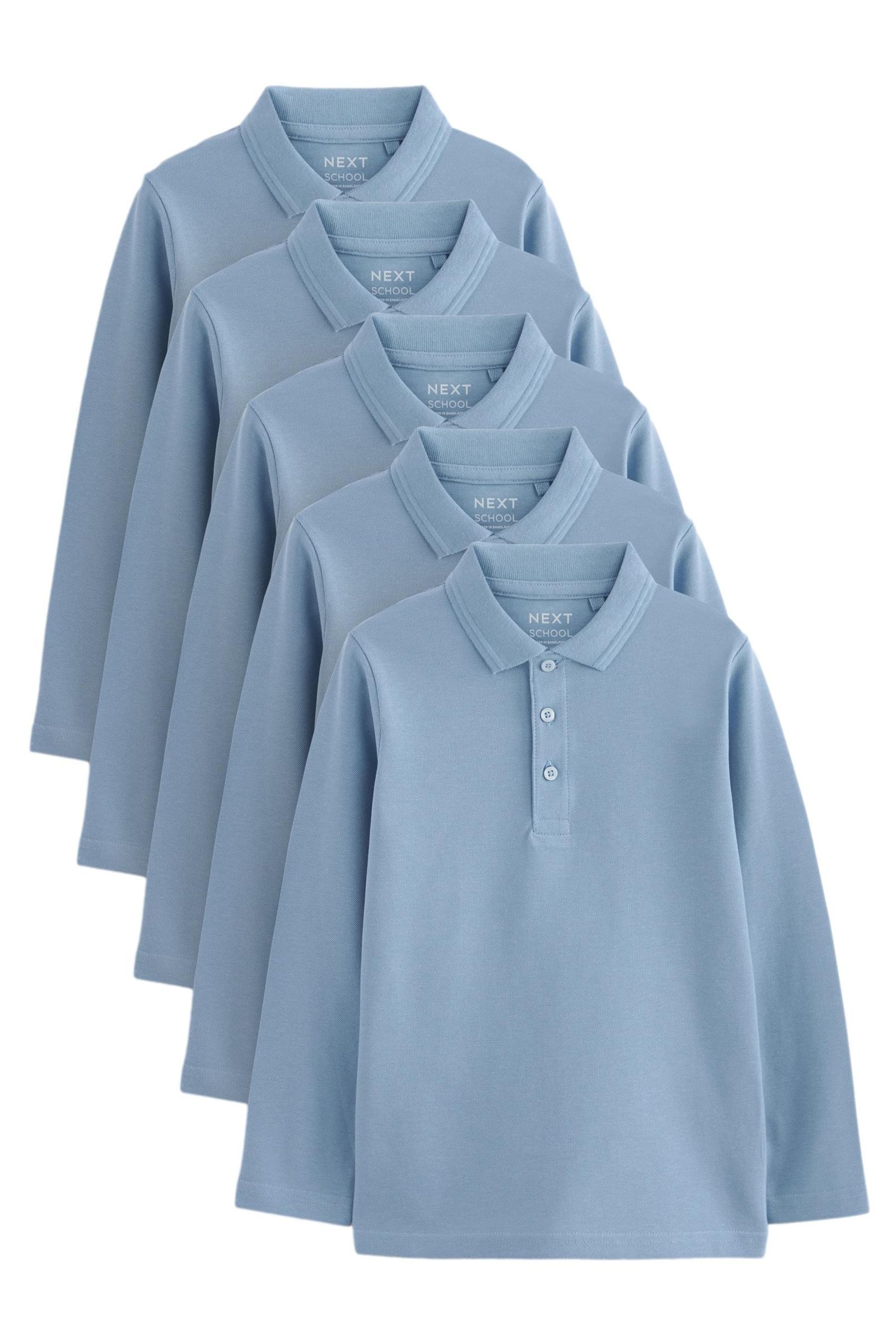 Next Langarm-Poloshirt 5er-Pack Langarm-Poloshirts für die Schule (5-tlg)