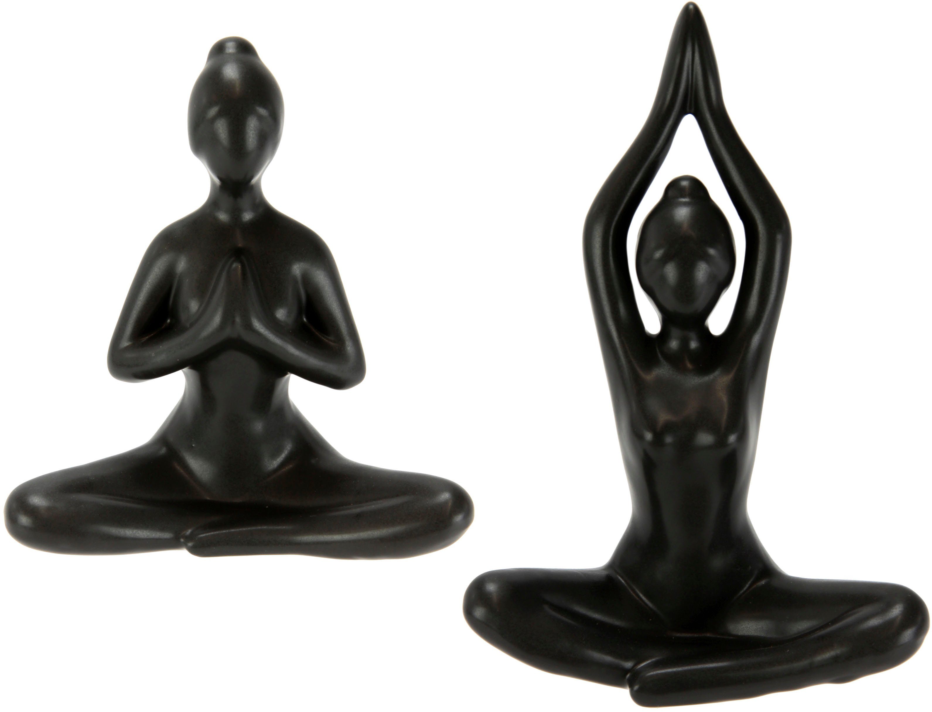 Yoga-Frau, Dekofigur I.GE.A. Set, Yogaskulptur 2er Yogafigur,