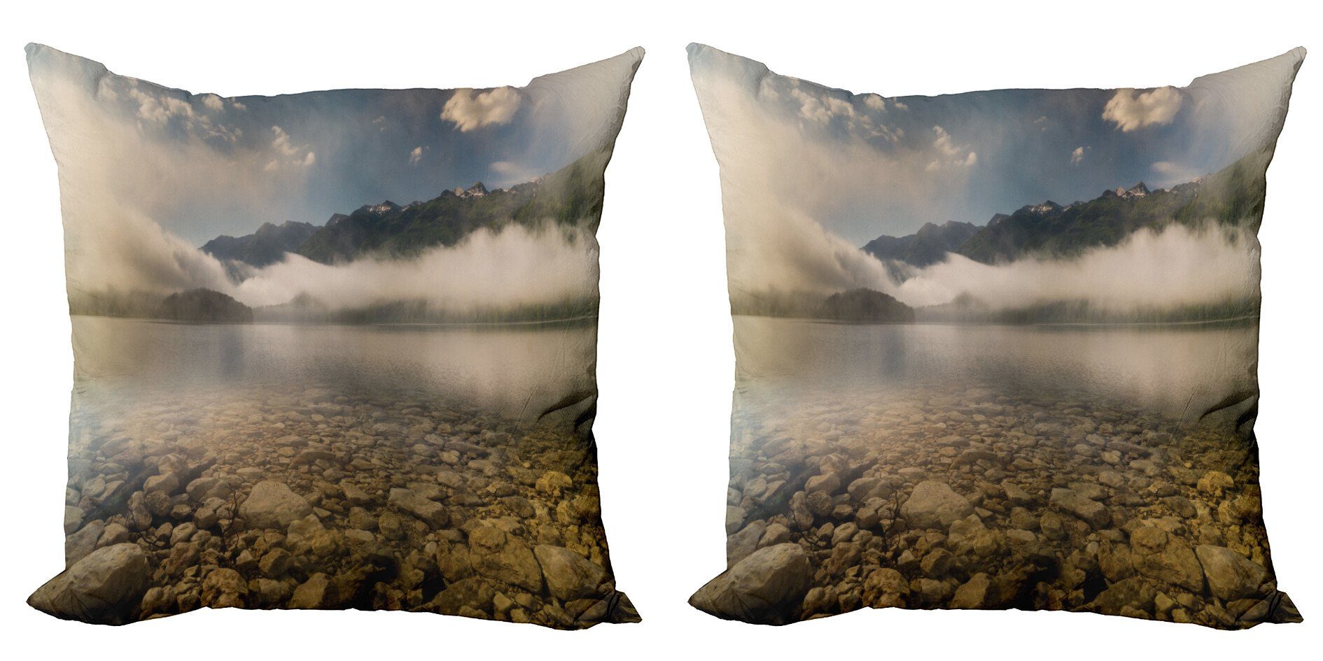 Kissenbezüge Modern Accent Doppelseitiger Digitaldruck, Abakuhaus (2 Stück), Natur Reflexionen auf dem See