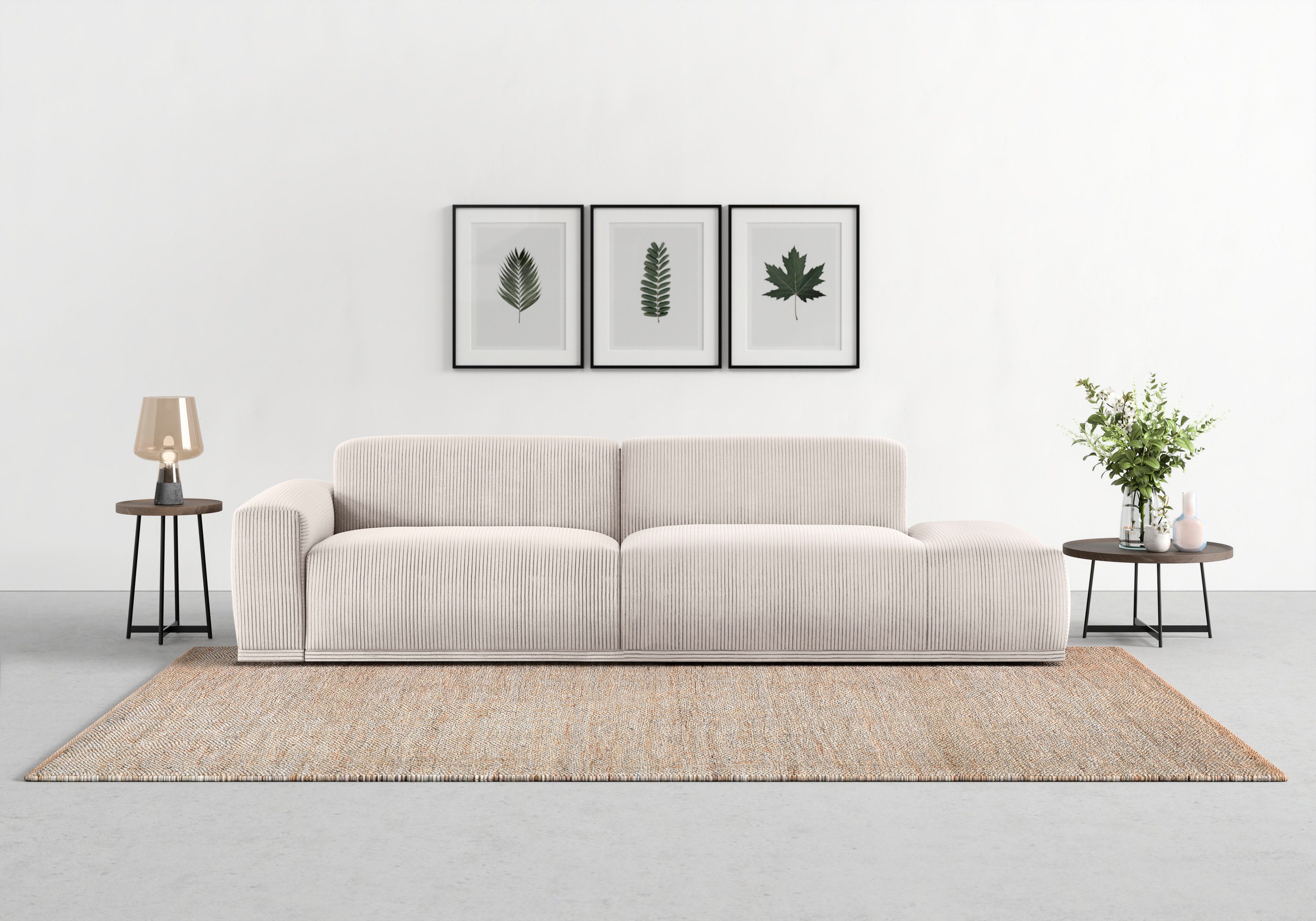 TRENDMANUFAKTUR Big-Sofa Braga 277 cm, hochwertiger Kaltschaum, Megasofa Japandi-Stil, modernes Big-Sofa, Couch mit hohem Sitzkomfort, 277/72/107 cm (B/H/T)