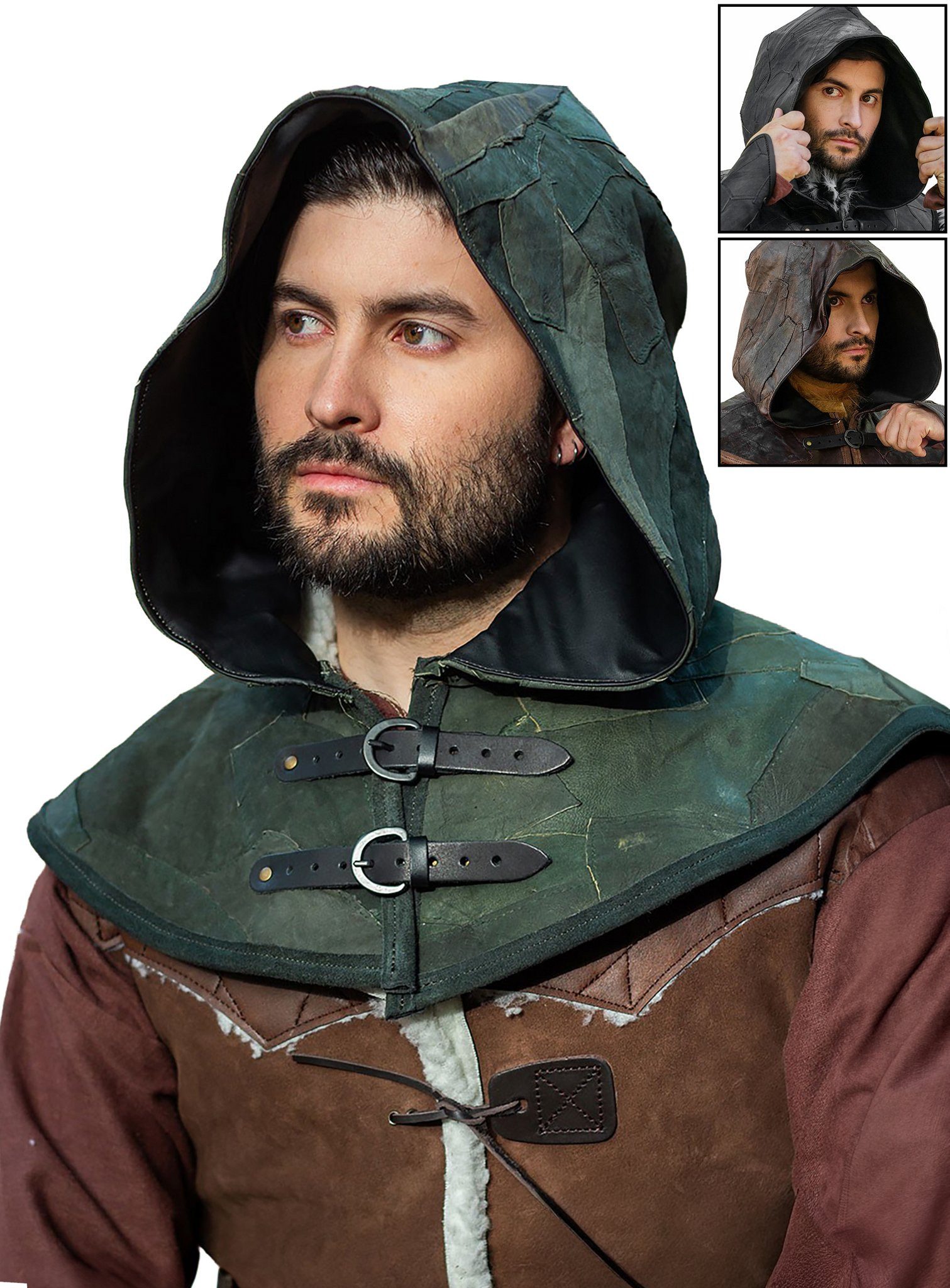 Metamorph Ritter-Kostüm Lederkapuze - Hunter