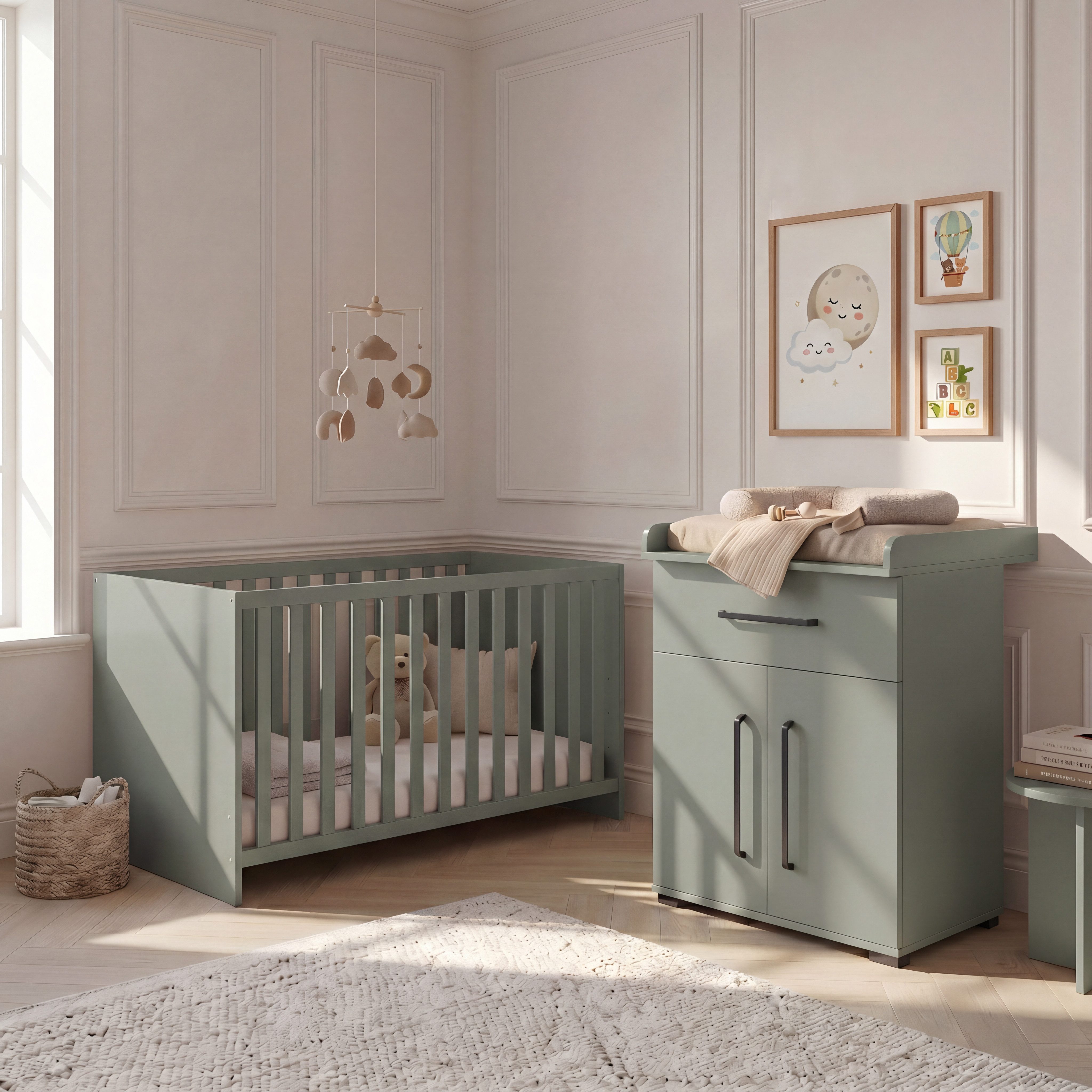 arthur berndt Babybett Essentials, Made in Germany; mit Schlupfsprossen;Mitwachsend; 4x höhenverstellbar