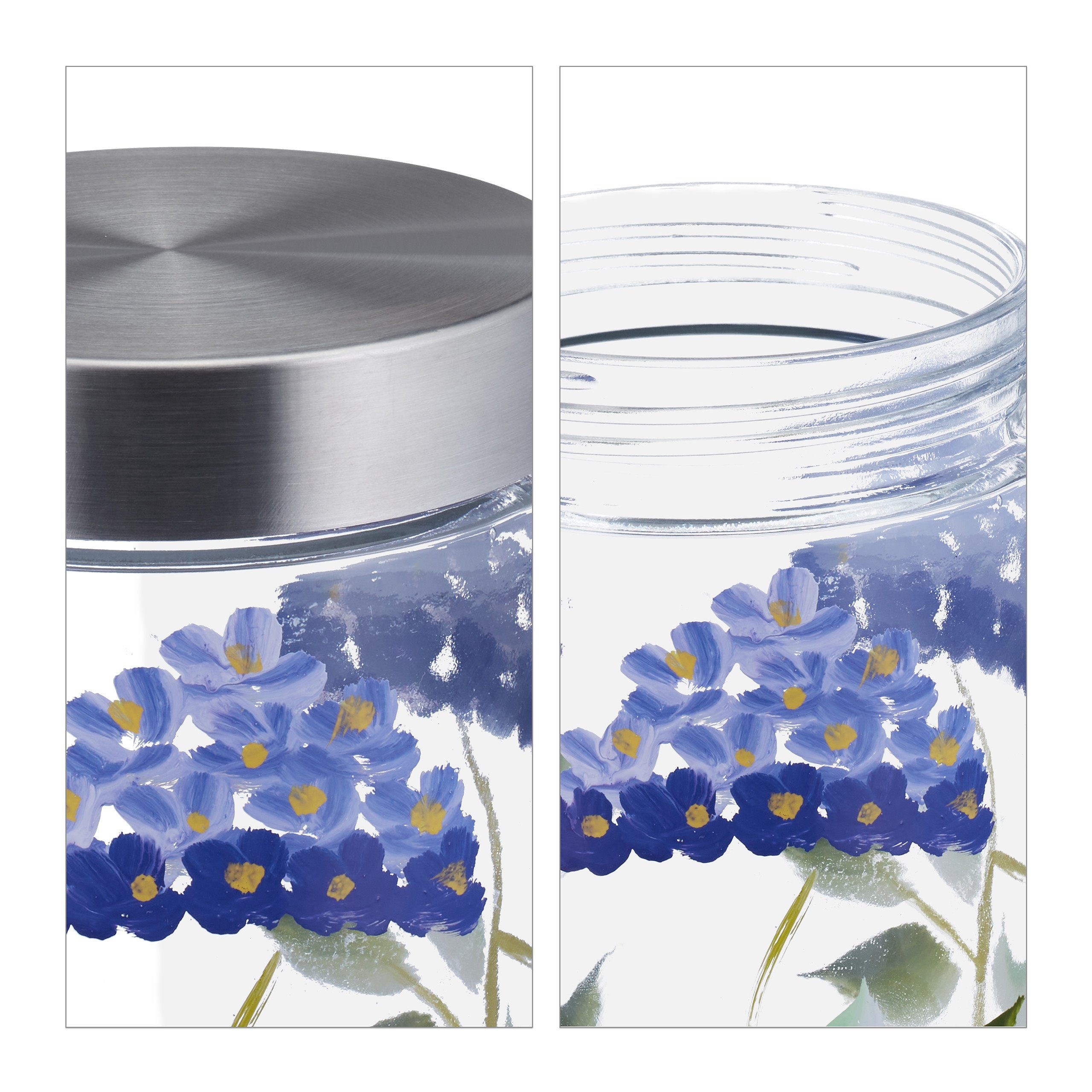 Vorratsgläser Vorratsglas 4er Set relaxdays Blumenmuster, Glas