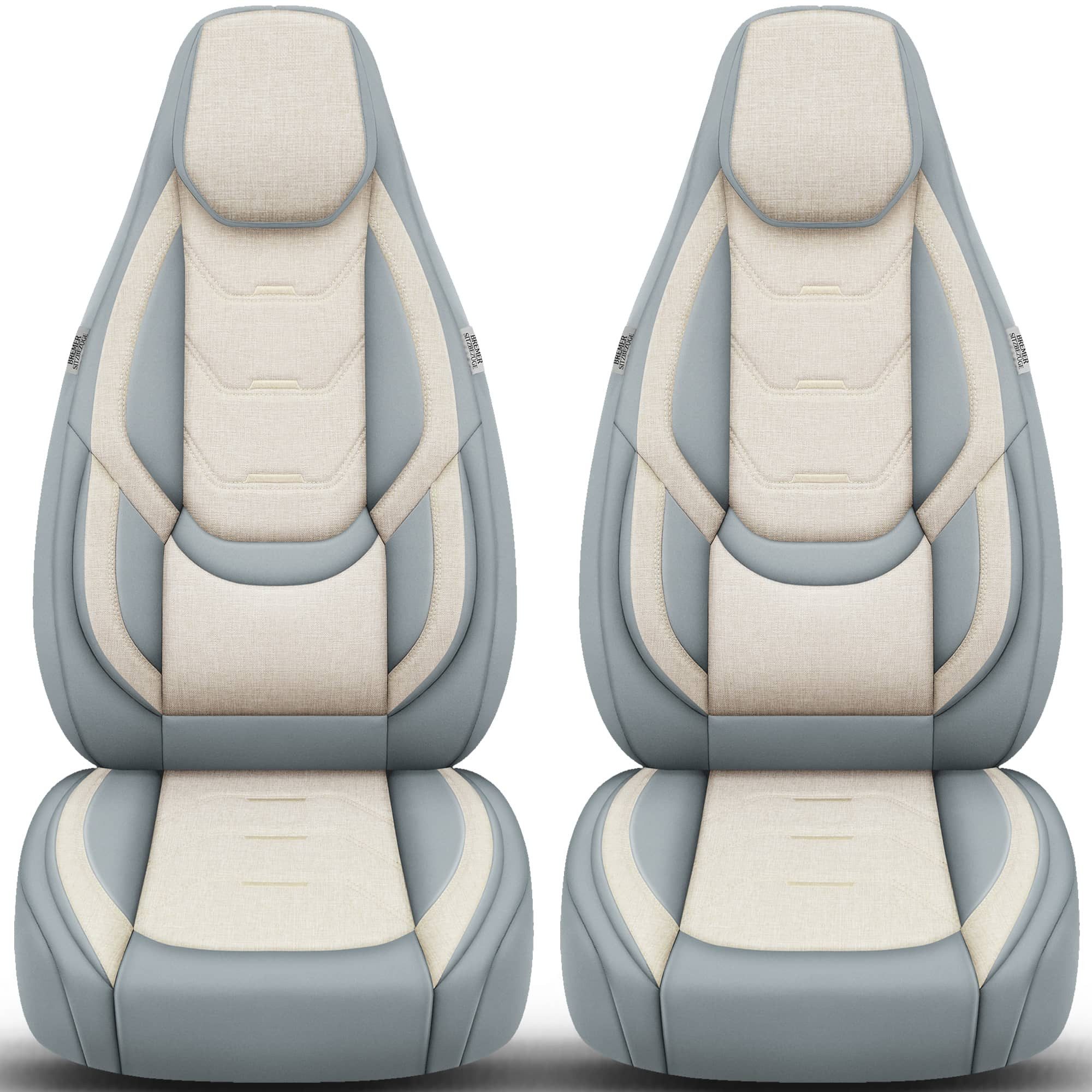 BREMER SITZBEZÜGE Autositzbezug für Mercedes EQS V297 Bj ab 2021 (H3), Set, Schonbezüge Sitzbezüge Fahrer und Beifahrer, in Grau/Beige