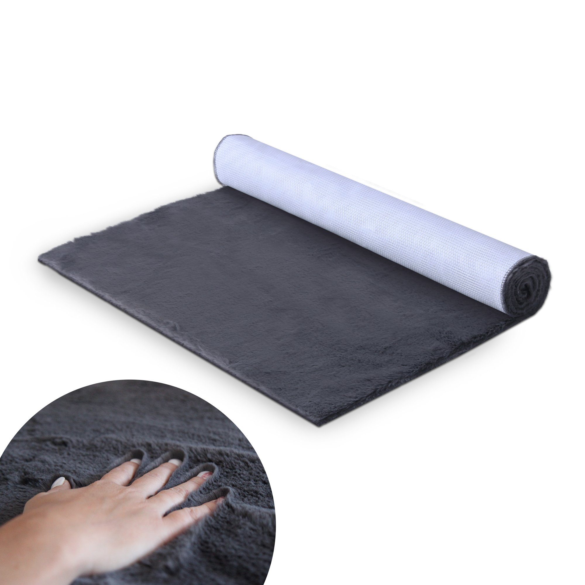 Bestlivings Hochflor-Teppich 60x120cm, Rechteckig, Höhe: 20 mm, extra weich, Anti-Rutsch Unterseite, bei 30°C waschbar