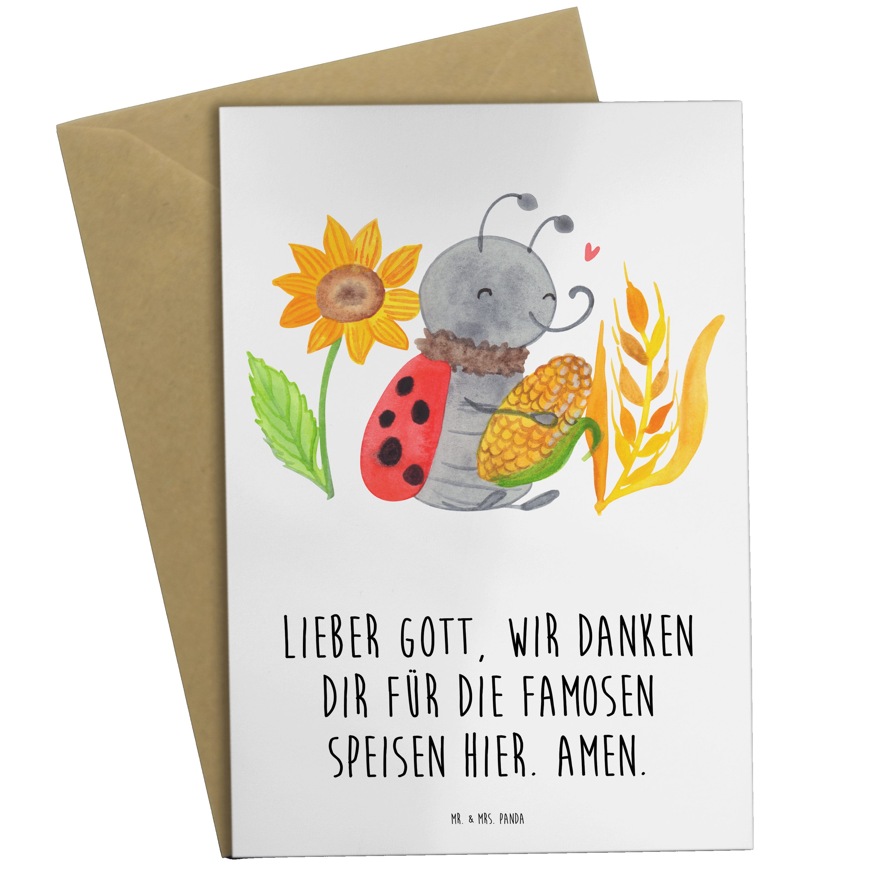 Mr. & Mrs. Panda Grußkarte Erntedank - Erntedank Weiß Smörle Geschenk, Spruch - Einladungskarte