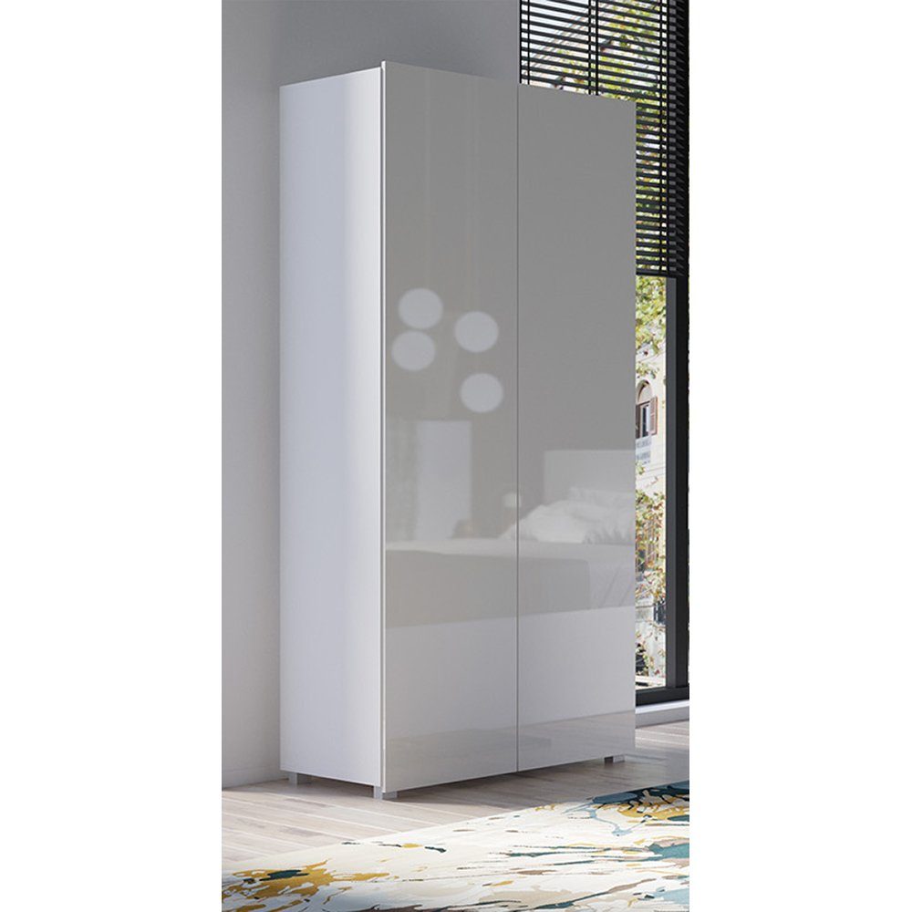 Lomadox Kleiderschrank CAIRNS-132 in weiß Hochglanz, Modern, grifflos günstig online kaufen