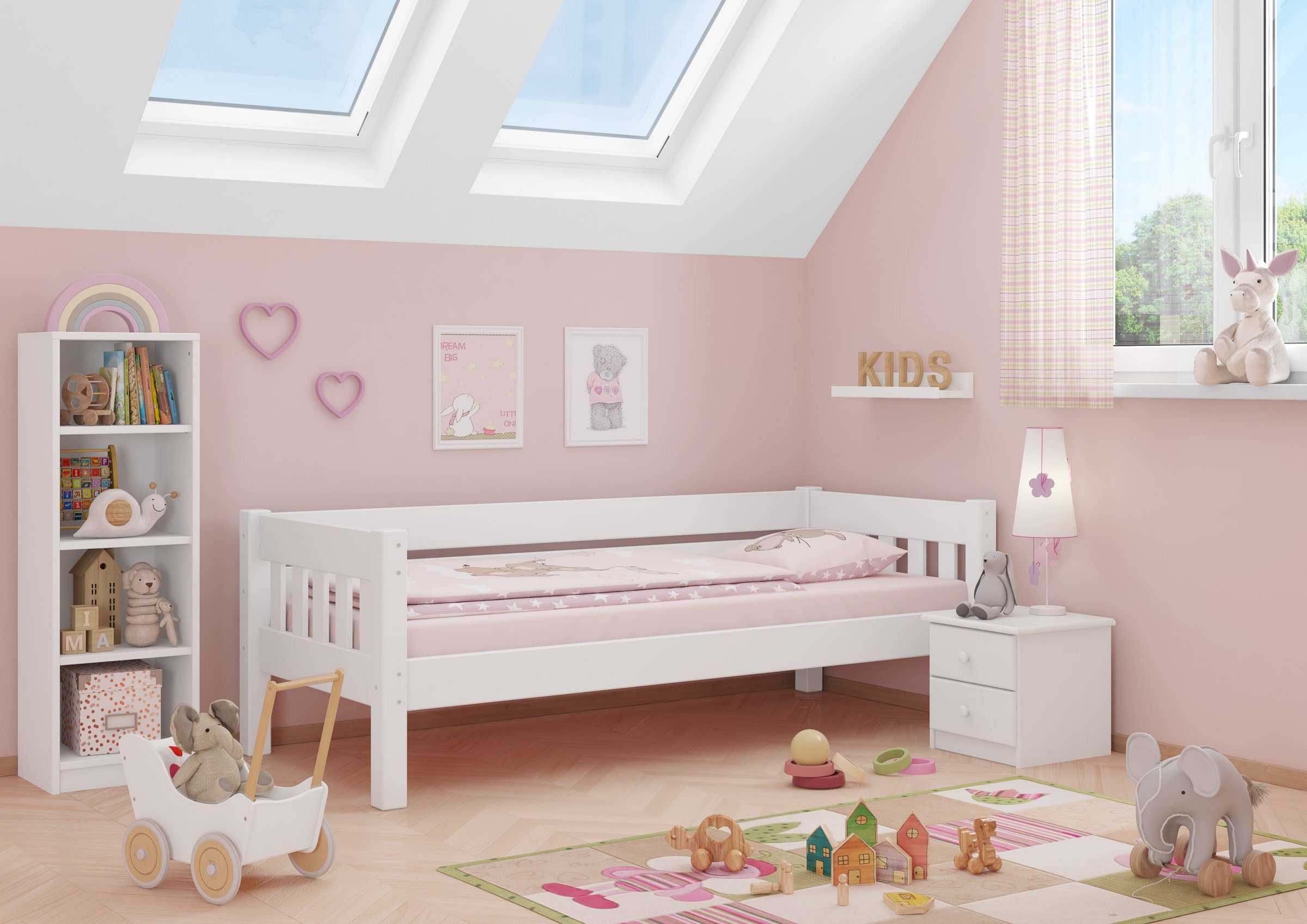 ERST-HOLZ Bett Couchbett Einzelbett Kiefer Weiß günstig online kaufen