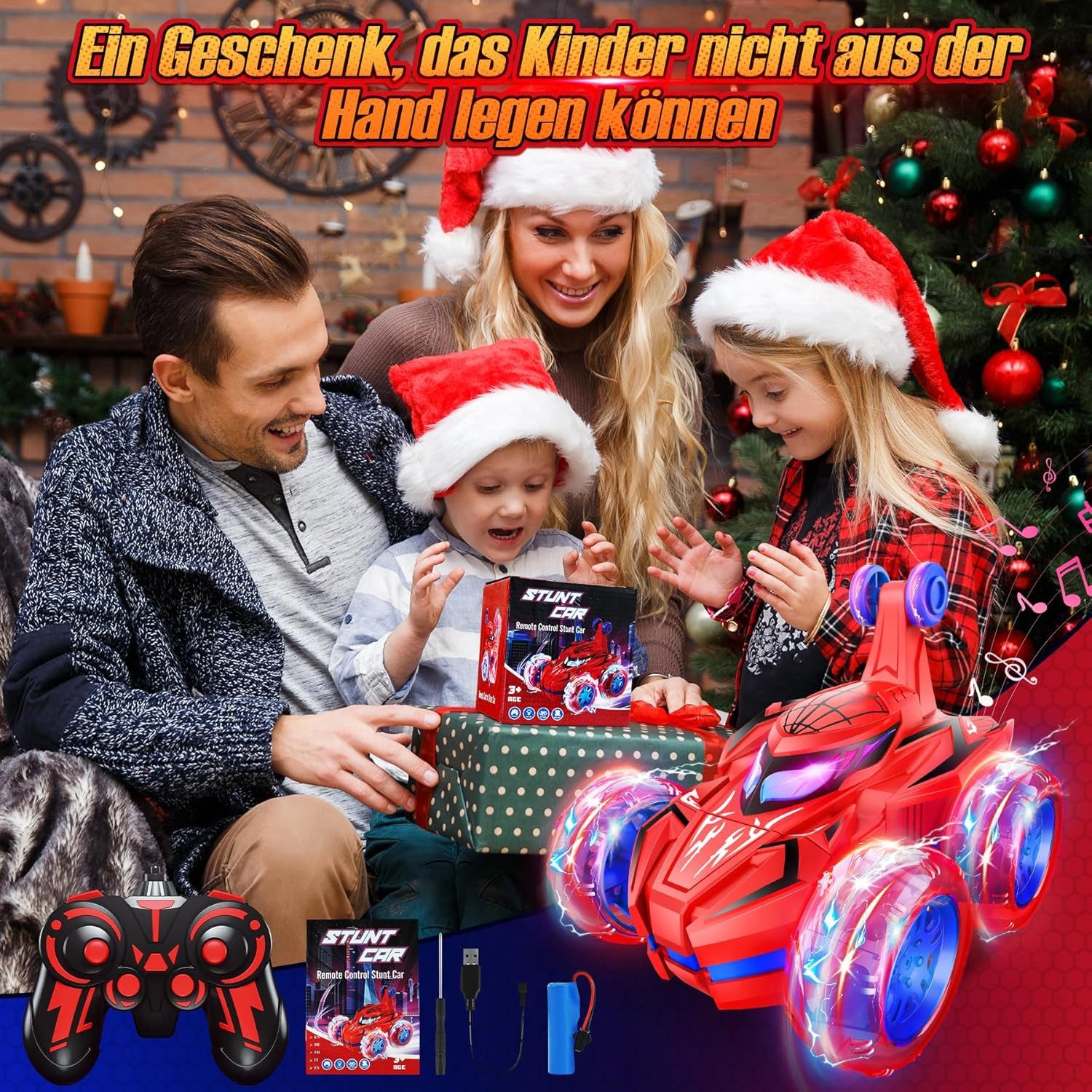 POPOLIC RC Car Remote Controlled Car RC Car Spider Toy for Boys 3+ Years (1-piece, Indoor/Outdoor Toy, Children's Christmas Gifts), Spider Car Remote Control Stunt Car