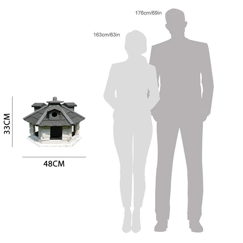 Mucola Vogelhaus Vogelfutterhaus Holz Vogelvilla 48 cm Futtersilo, Mit integriertem Futterspender und großzügigem Futterbereich