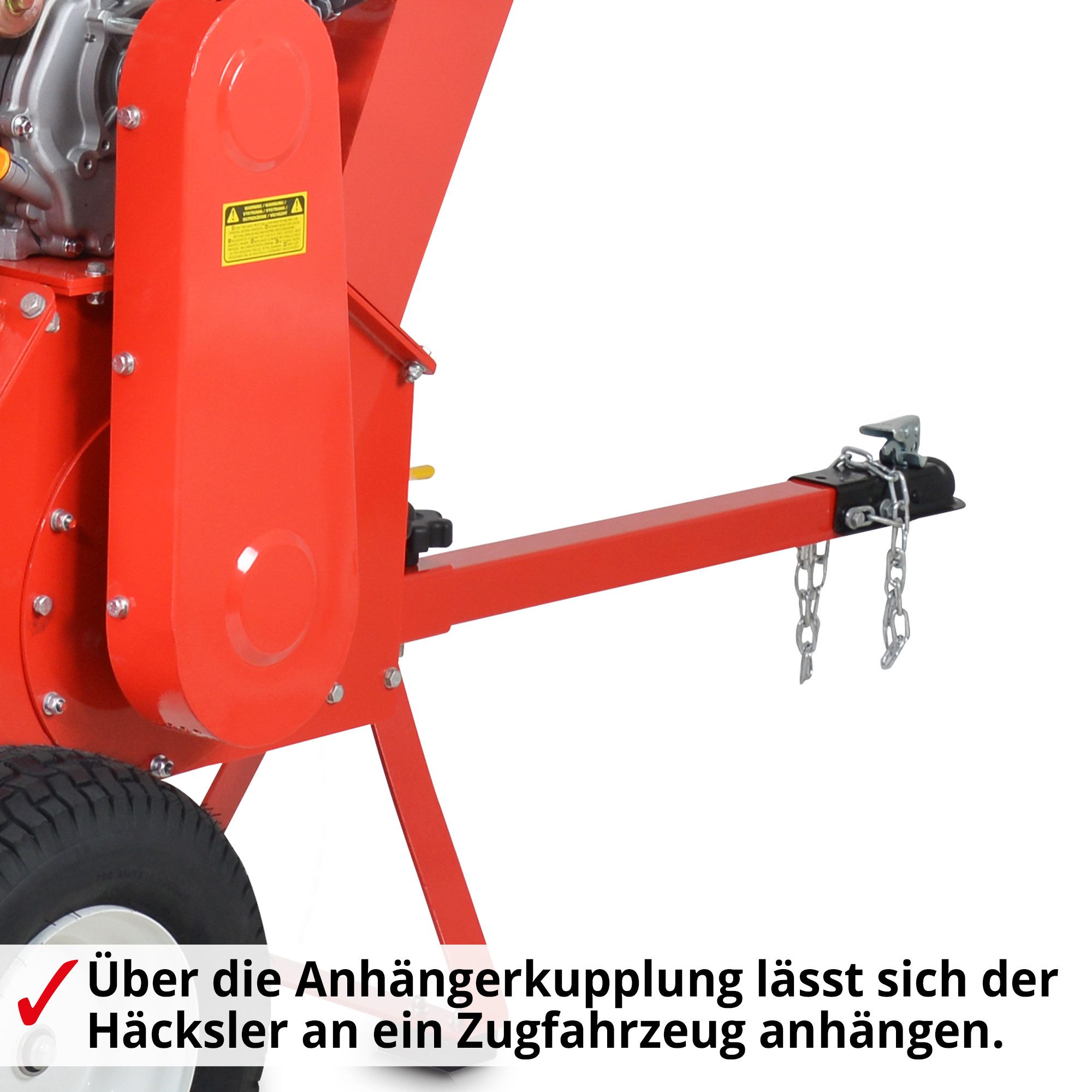 Hecht Messerhäcksler Gartenhäcksler Benzin 6642 Anhängerkupplung Holz Schredder Häcksler, 15 PS, Elektrostart, Messerwalze mit 2 Messern – Bild 2 von 5