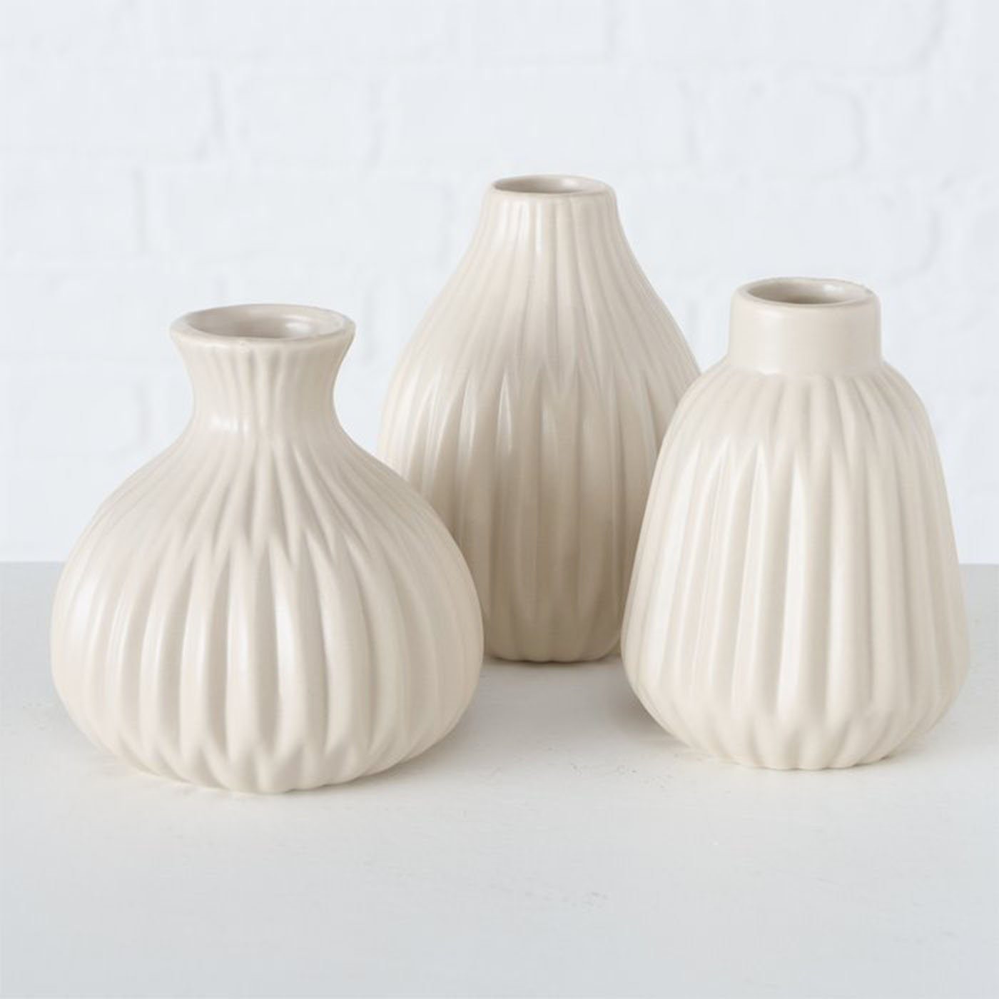 2er Vase BOLTZE Keramik Beige Set Design Mattes Tischvase aus im Deko