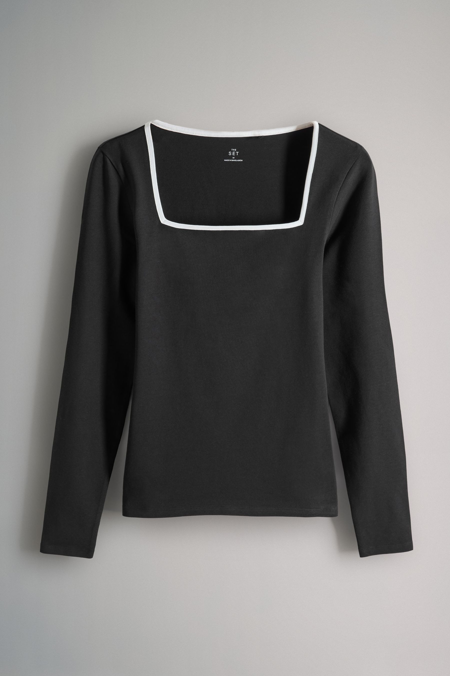 The Set Langarmshirt 3 x The Set Langarmshirts mit eckigem Ausschnitt (3-tl günstig online kaufen