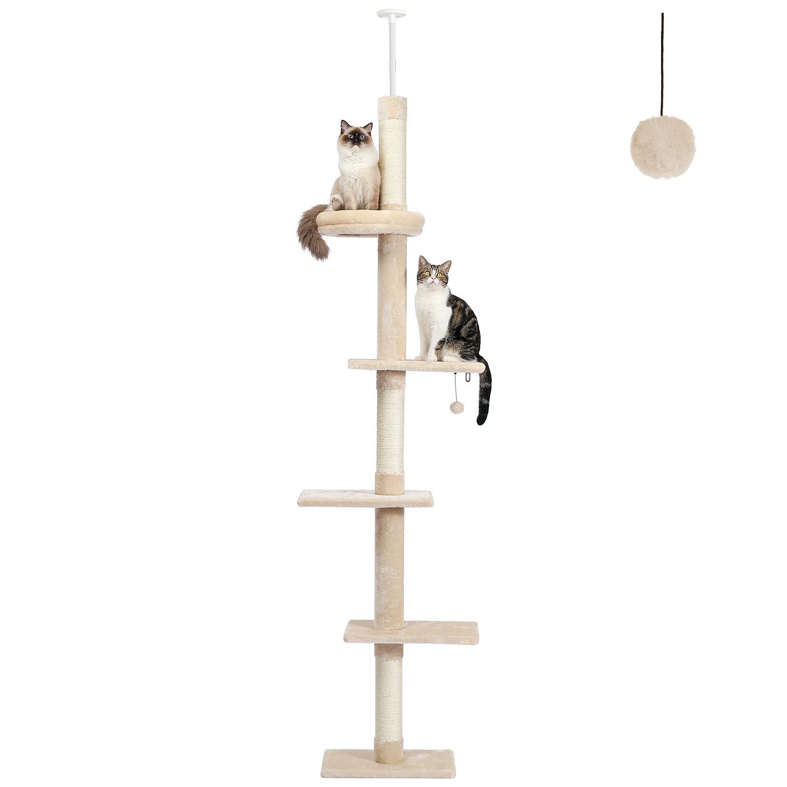 PAWZ Road Kratzbaum deckenhoch Katzenbaum, 5-stöckig, höhenverstellbar, hohes Katzenkletter-Aktivitätszentrum