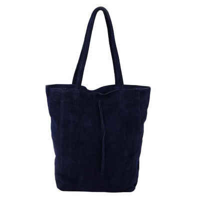 ITALYSHOP24 Schultertasche Made in Italy Damen Leder Shopper Umhängetasche Tote Bag, XL Handtasche Ledertasche Hobo Bag Wildleder Leichtgewicht