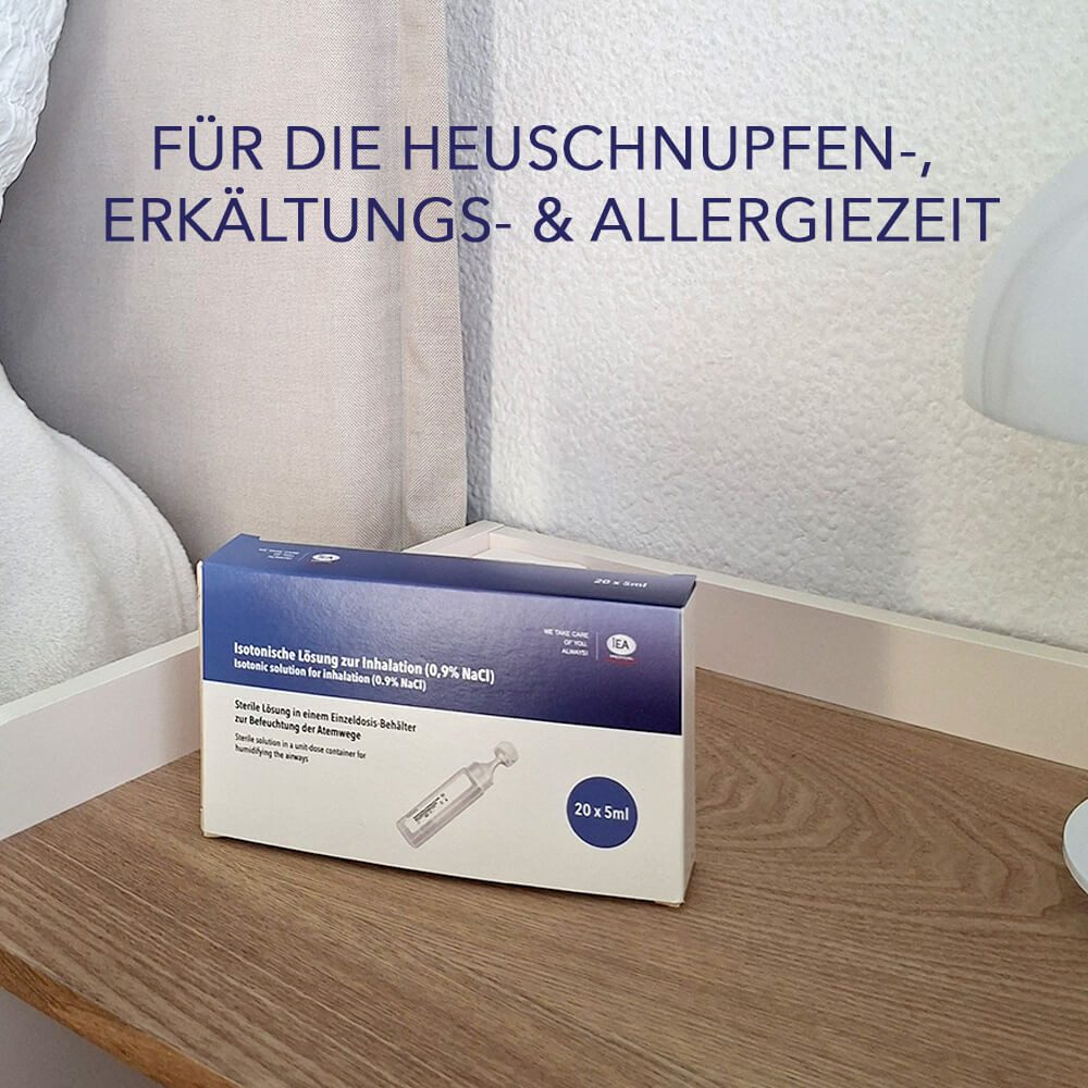 IEA Medical Inhalations-Zusatz isotonische Kochsalzlösung 0,9% NaCl zum inhalieren 120 x 5 ml, 120-tlg., steril, konservierungsfrei, für Pollenzeit, Allergie, Alltag & Familie