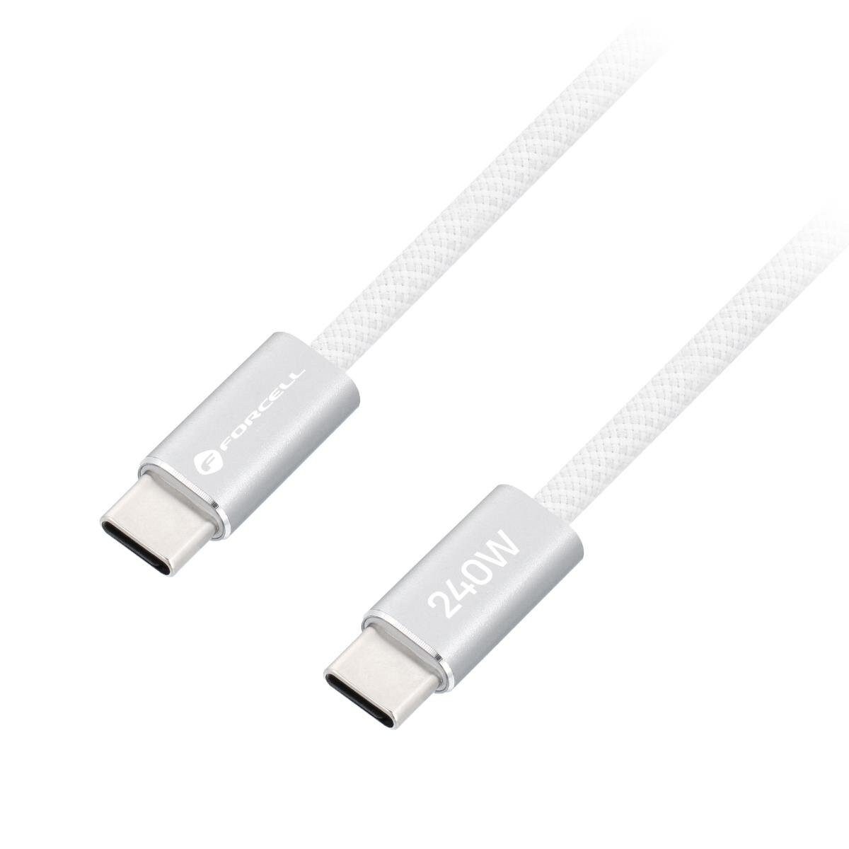 Forcell CBN1 USB-Kabel, USB-C, USB Typ C (120 cm), Bis zu 240 W Ladeleistung mit AVS und verstärkter Kabelkonstruktion