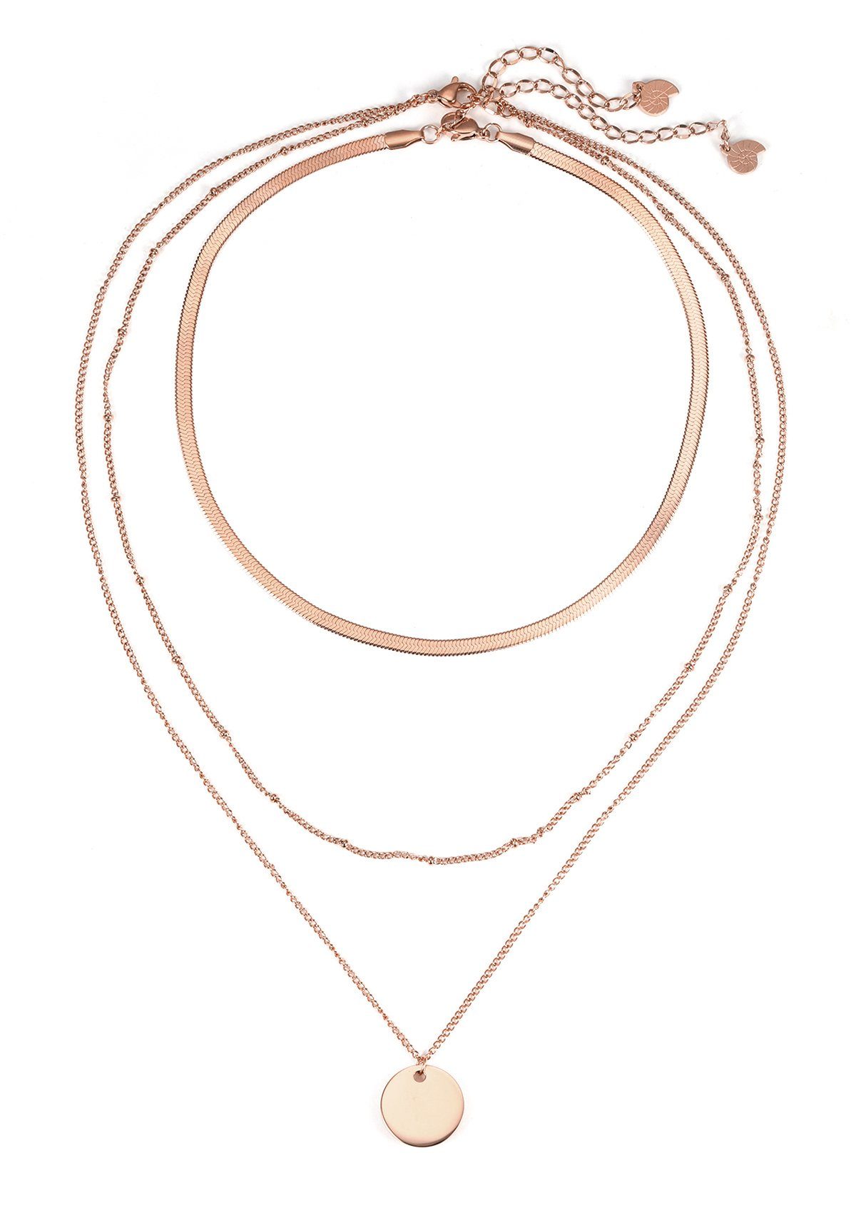 Hey Happiness Edelstahlketten-Set Layer 18K Roségold günstig online kaufen
