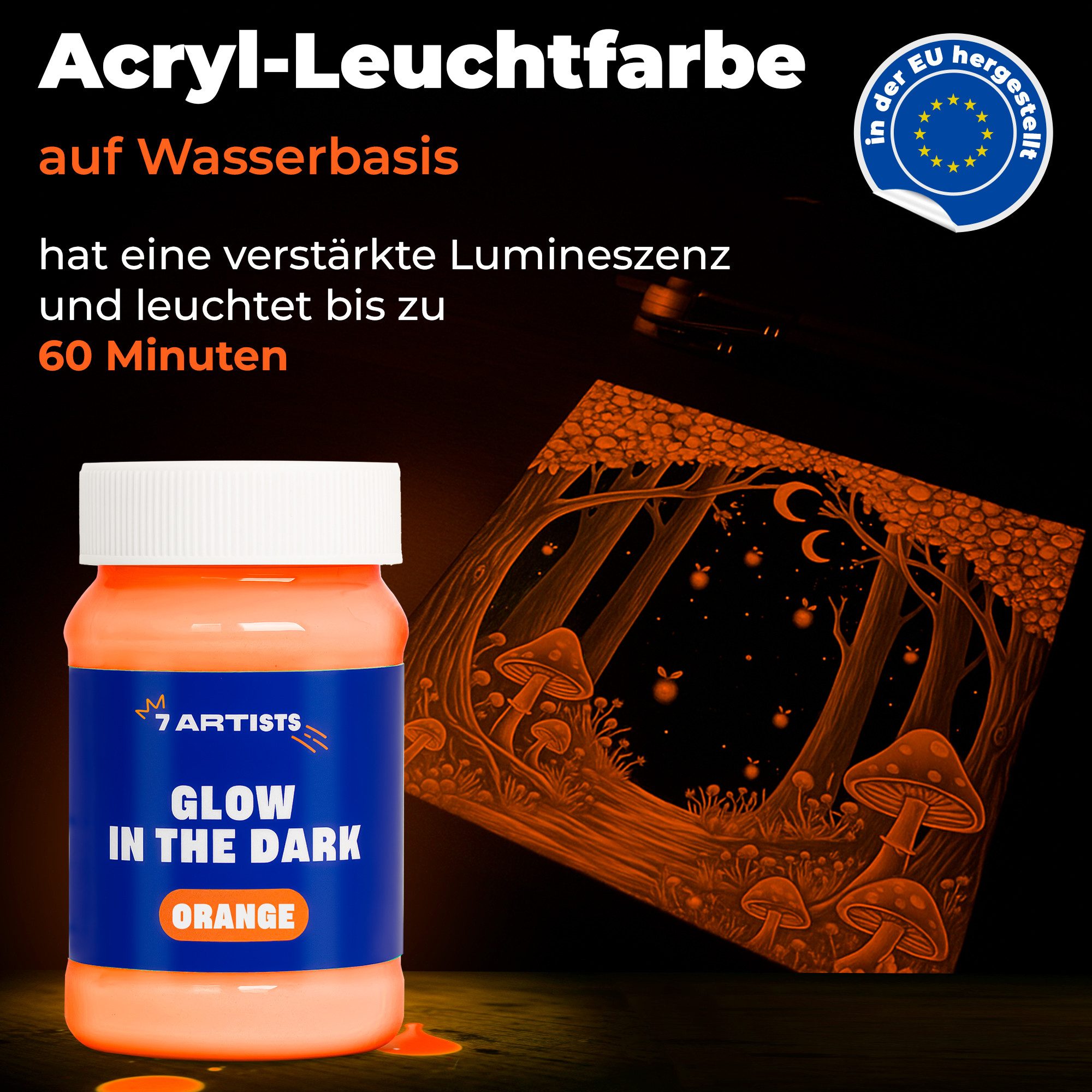 7 Artists Acrylfarbe 7 Artists Acrylfarbe Nachtleuchtend - Neon UV Farbe Wasserbasis 100 ml