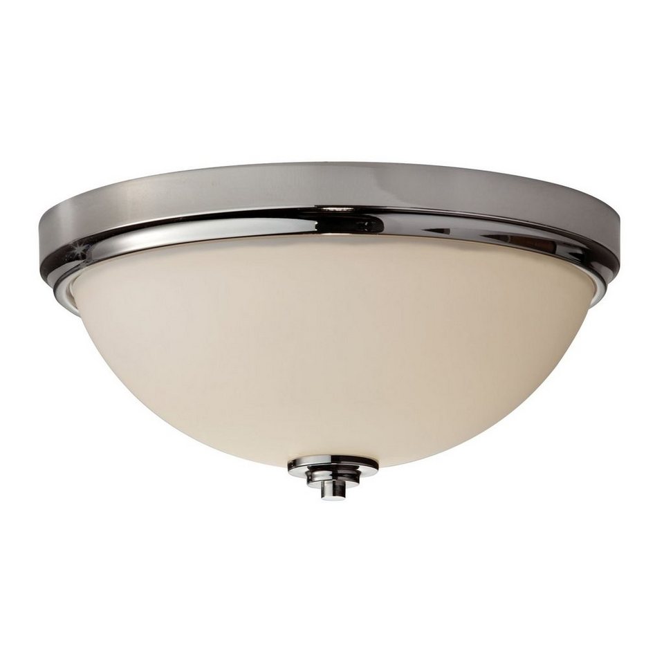 Licht-Erlebnisse Deckenleuchte AVORIO, ohne Leuchtmittel, Deckenlampe  Esstisch Esszimmer IP44 Weiß Chrom E27 Glas Metall