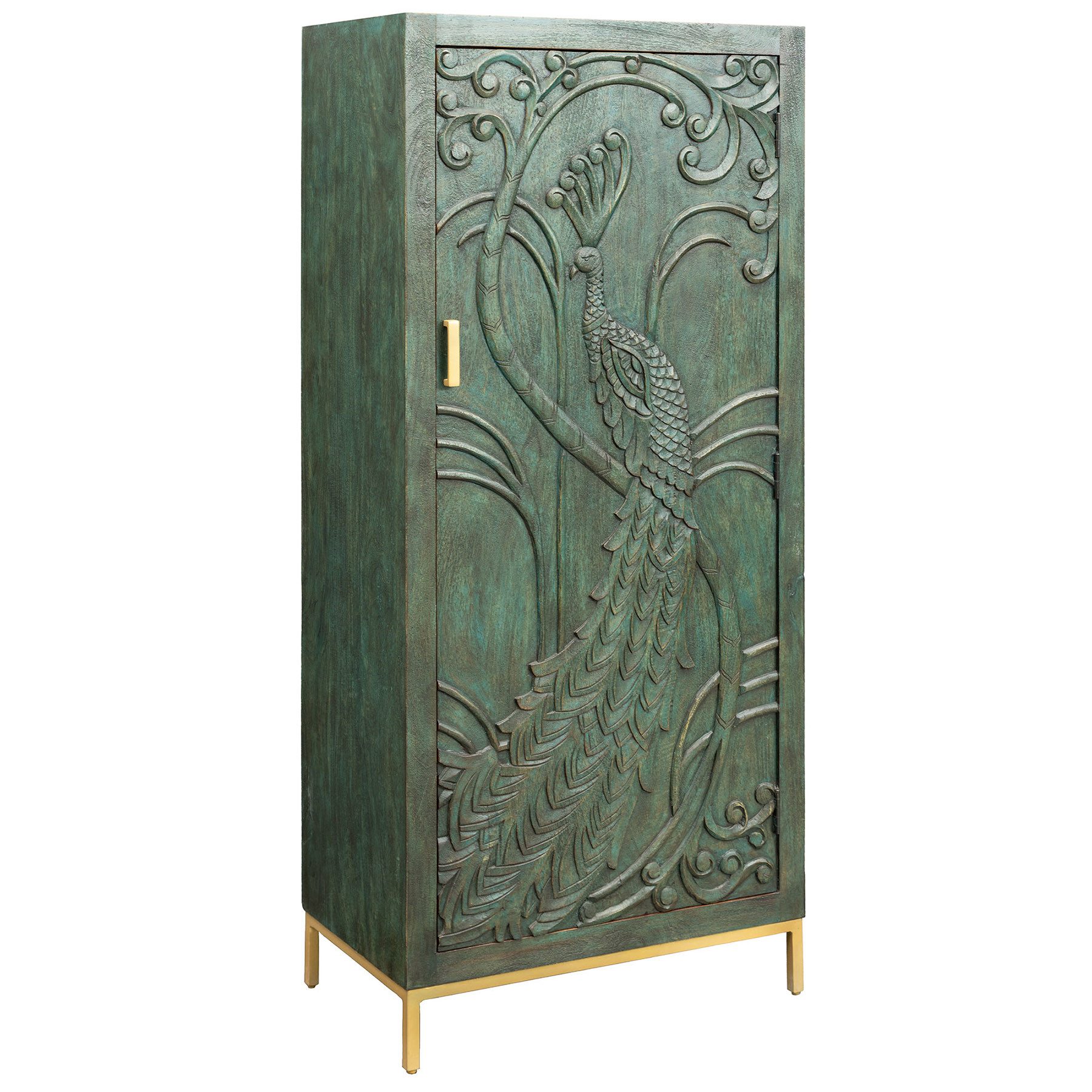 riess-ambiente Highboard PEACOCK 170cm grün / gold · Wohnzimmer-Schrank aus günstig online kaufen