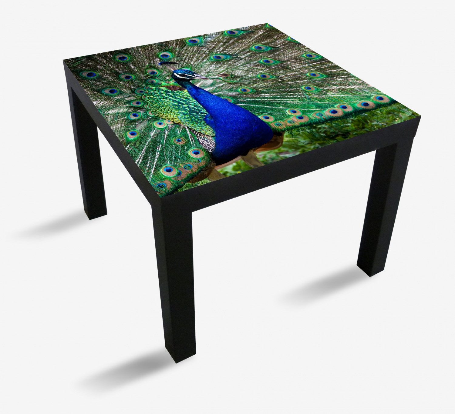 Wallario Tischplatte Farbenprächtiger Pfau (1 St), für Ikea Lack Tisch geeignet