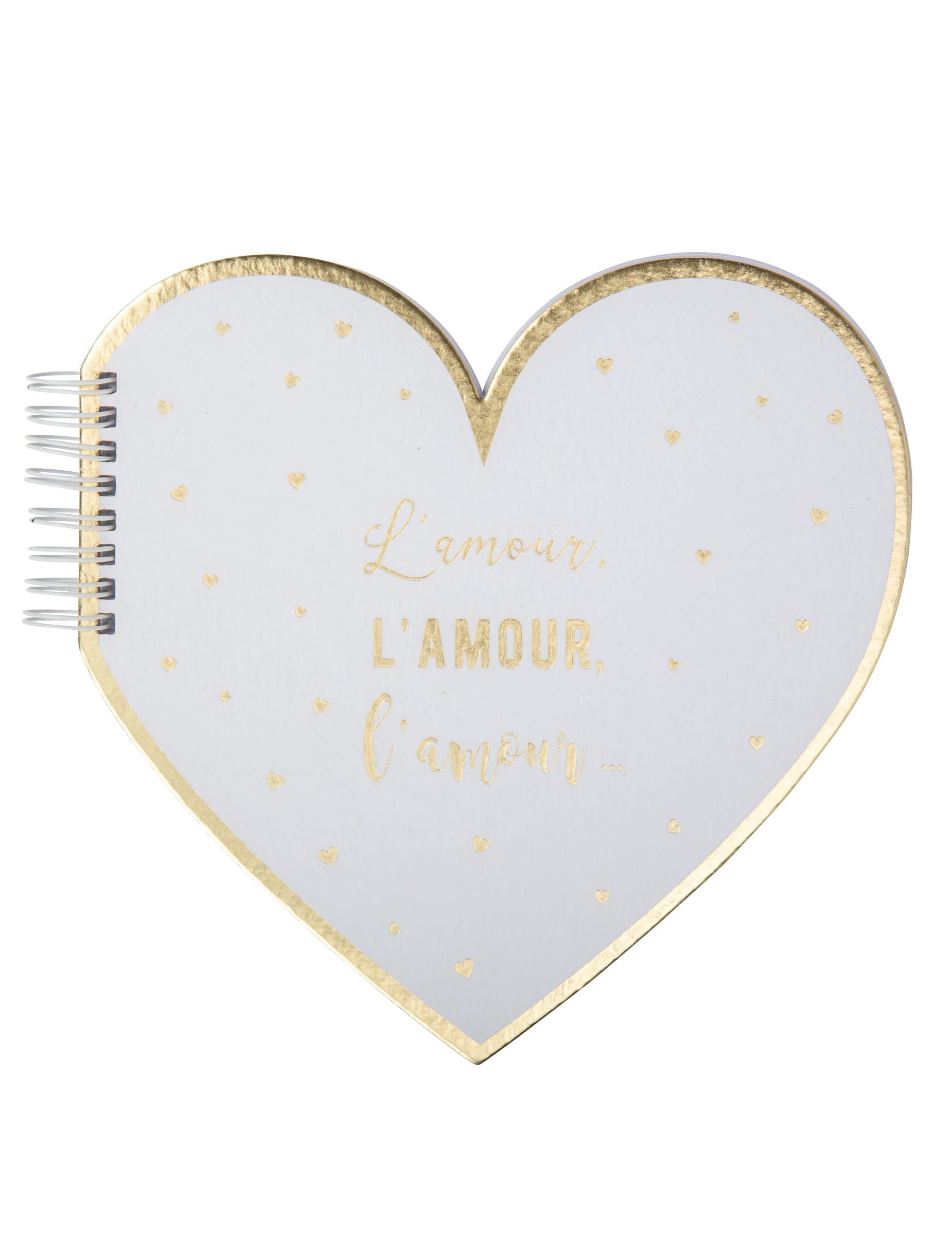 Kostüm Gästebuch Herzform Liebe Gold 20 cm Weiß Hochzeit