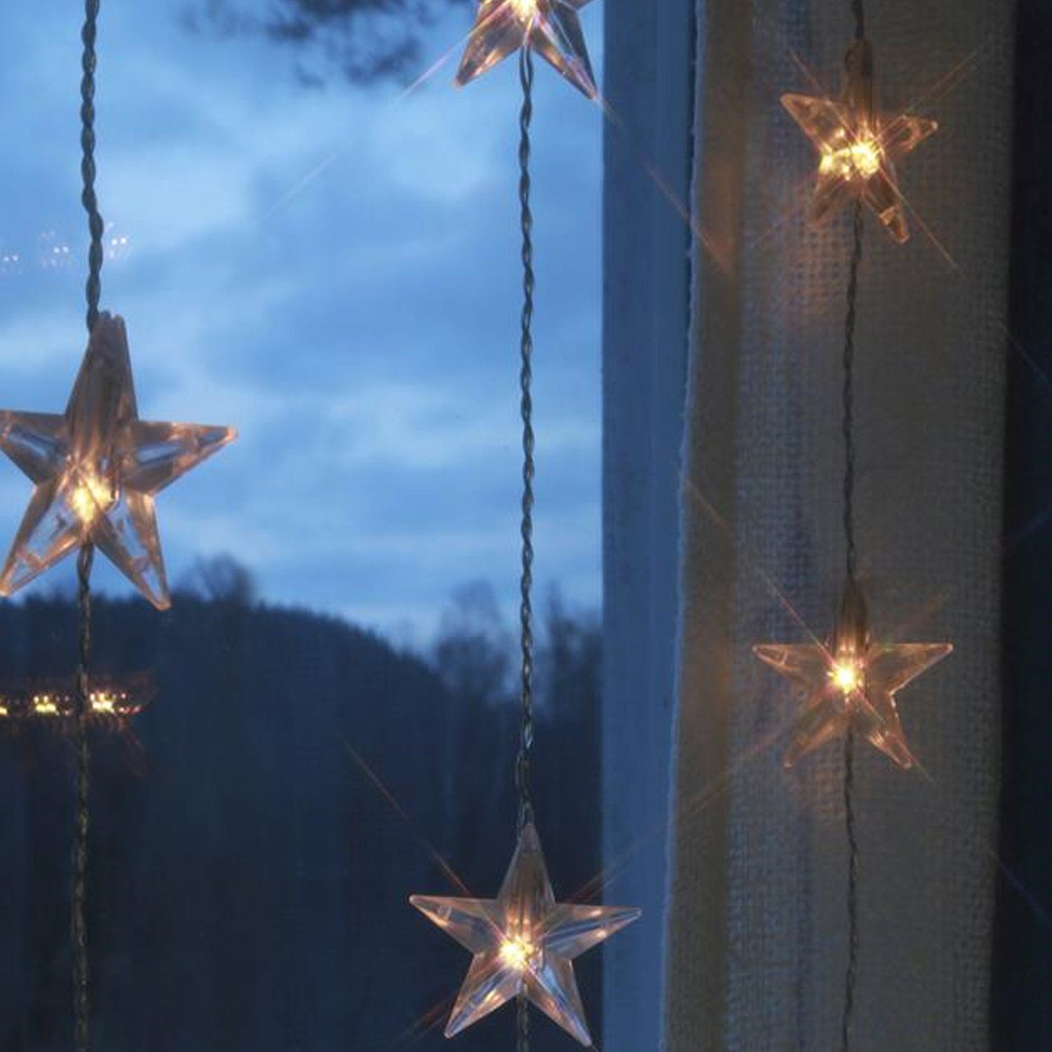 Fensterdeko, Sterne LED MARELIDA LED-Lichtervorhang 50 90x200cm Lichtervorhang leuchtende 50-flammig Trafo mit