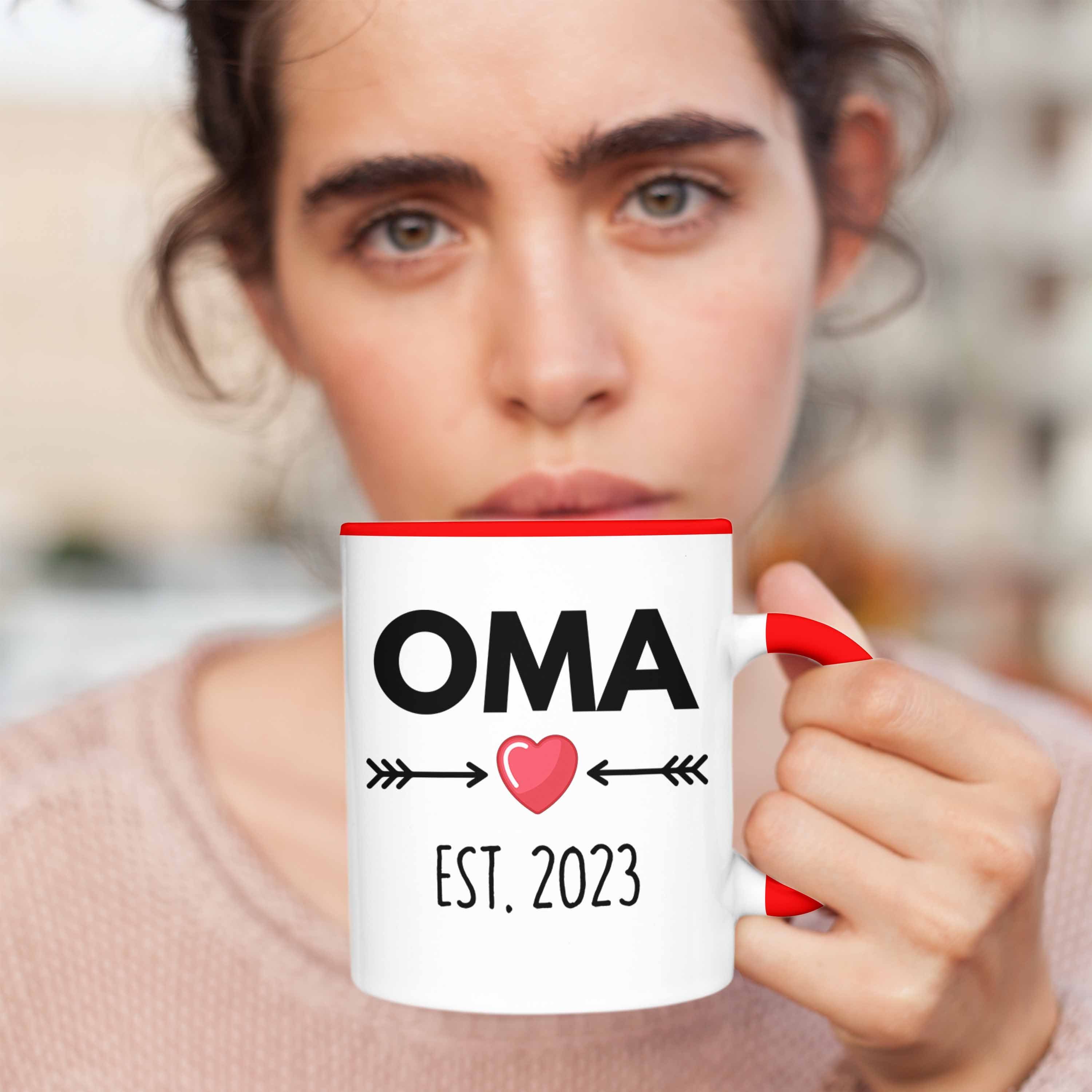 Trendation - Wirst Du Schwangerschaft Oma 2023 Rot Trendation Tasse Oma Geschenk