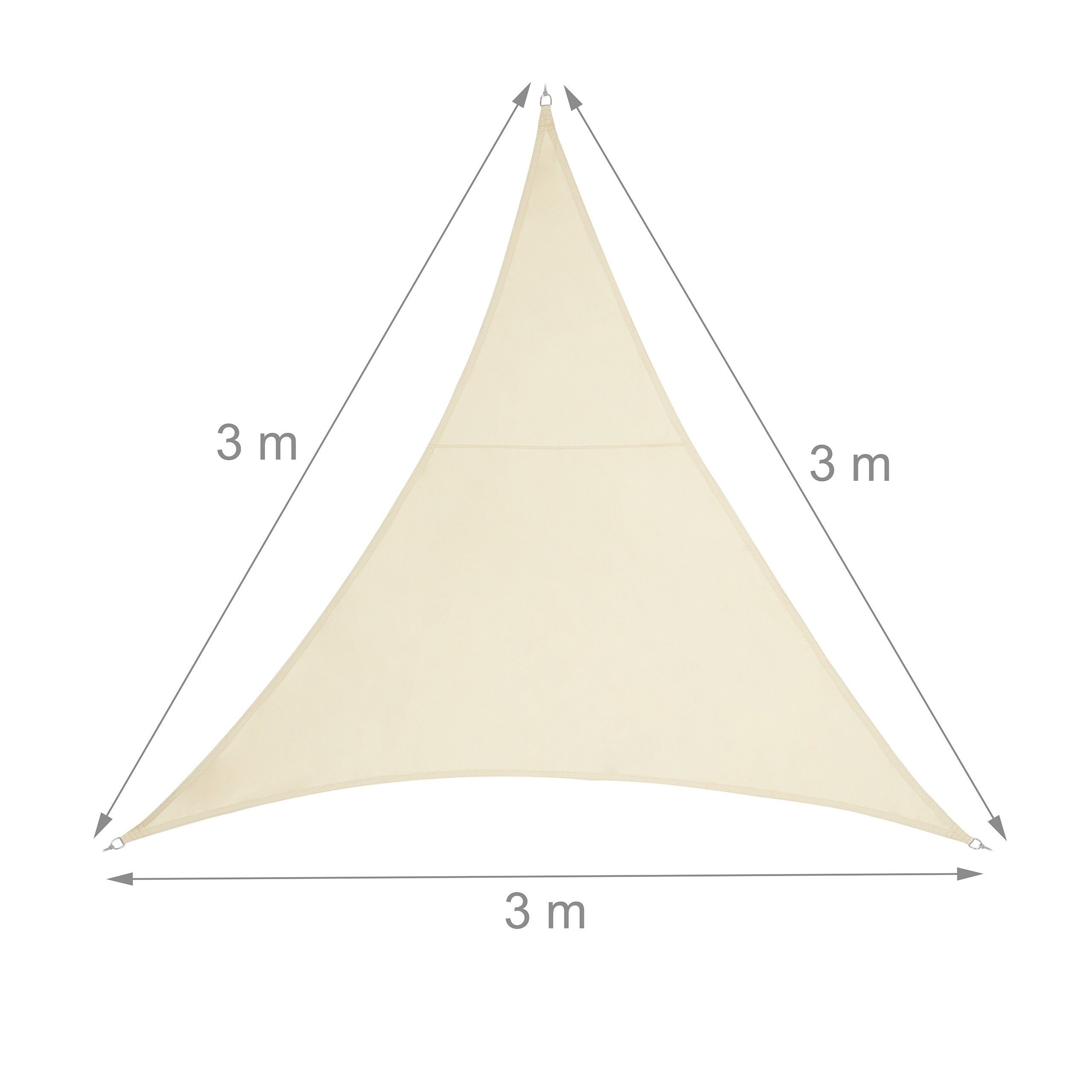 Dreieck 3 3 PES Sonnensegel relaxdays m x beige, x Sonnensegel 3