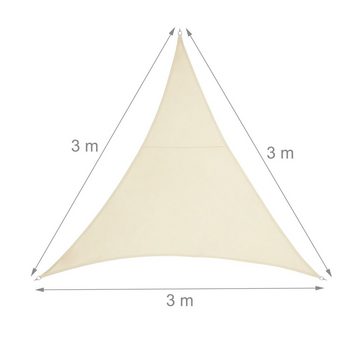 relaxdays Sonnensegel Dreieck Sonnensegel PES beige, 3 x 3 x 3 m