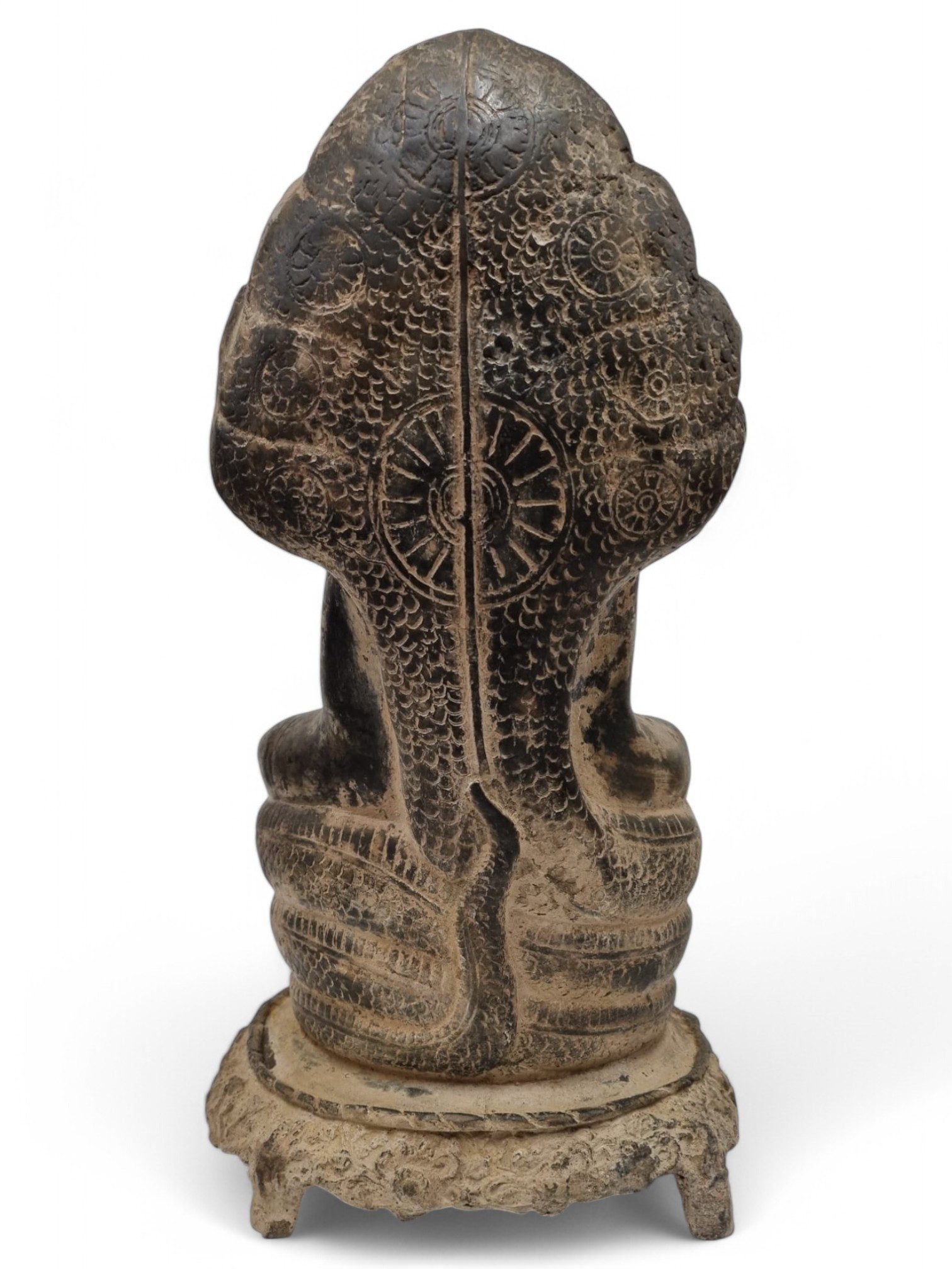 Kinaree Skulptur Bronze Buddha Figur, Antike Optik, Originale Darstellung des Samstags Buddha