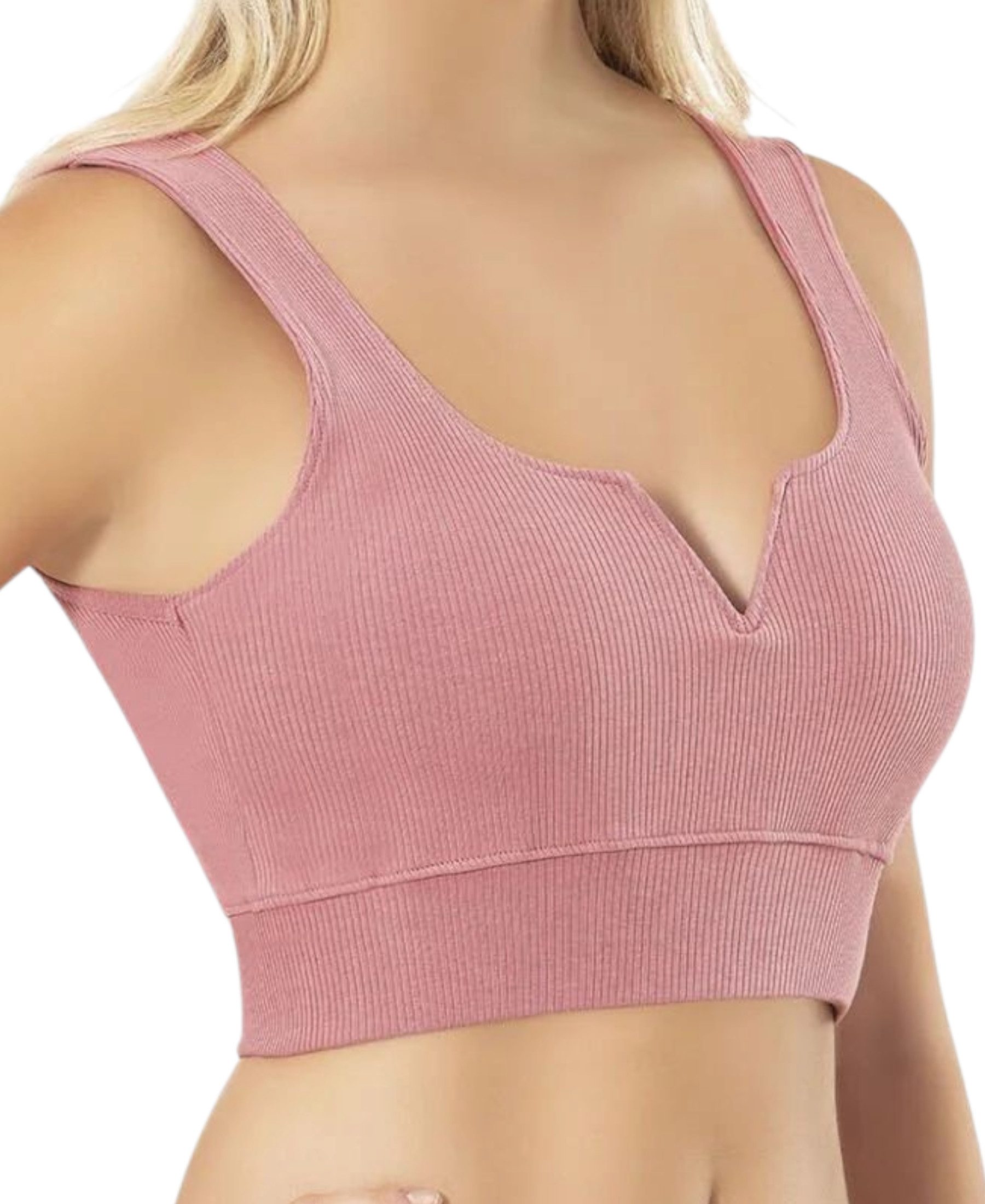 fashionshowcase Crop-Top mit V-Detail-Ausschnitt - geripptes günstig online kaufen