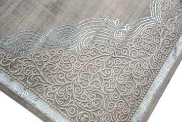 Teppich Designer Teppich Orient in Grau Silber Türkis, TeppichHome24, rechteckig